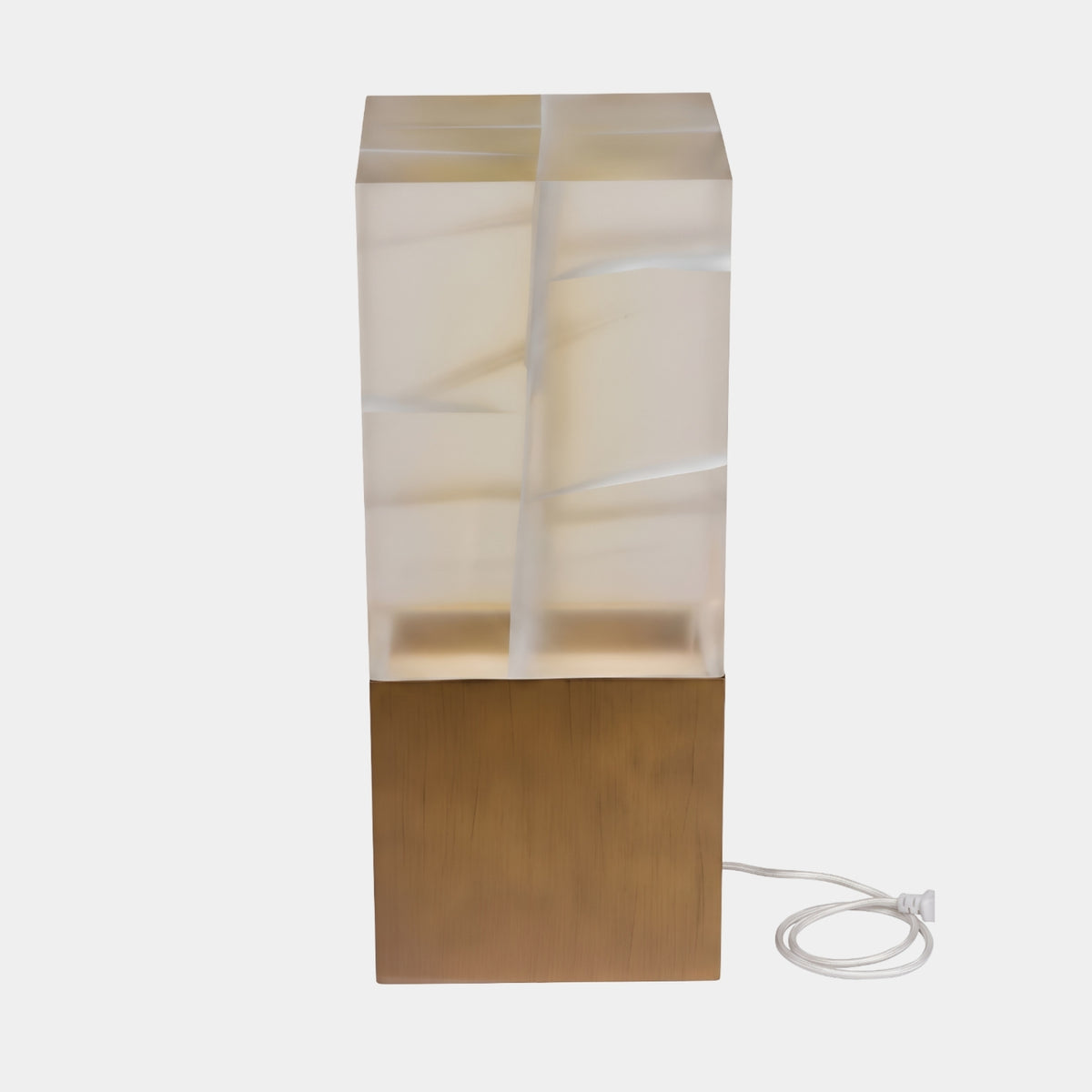 Clear Crackle Lit Resin Block Pedestal - 85cm