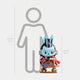 The Grand Line Jinbei Labubu Sculpture - 100cm by Giant Sculptures features a blue figure in a red patterned robe, shown before a 160 cm tall gray outline for scale. The collectible stands about 100 cm (3 ft 3 in) tall.