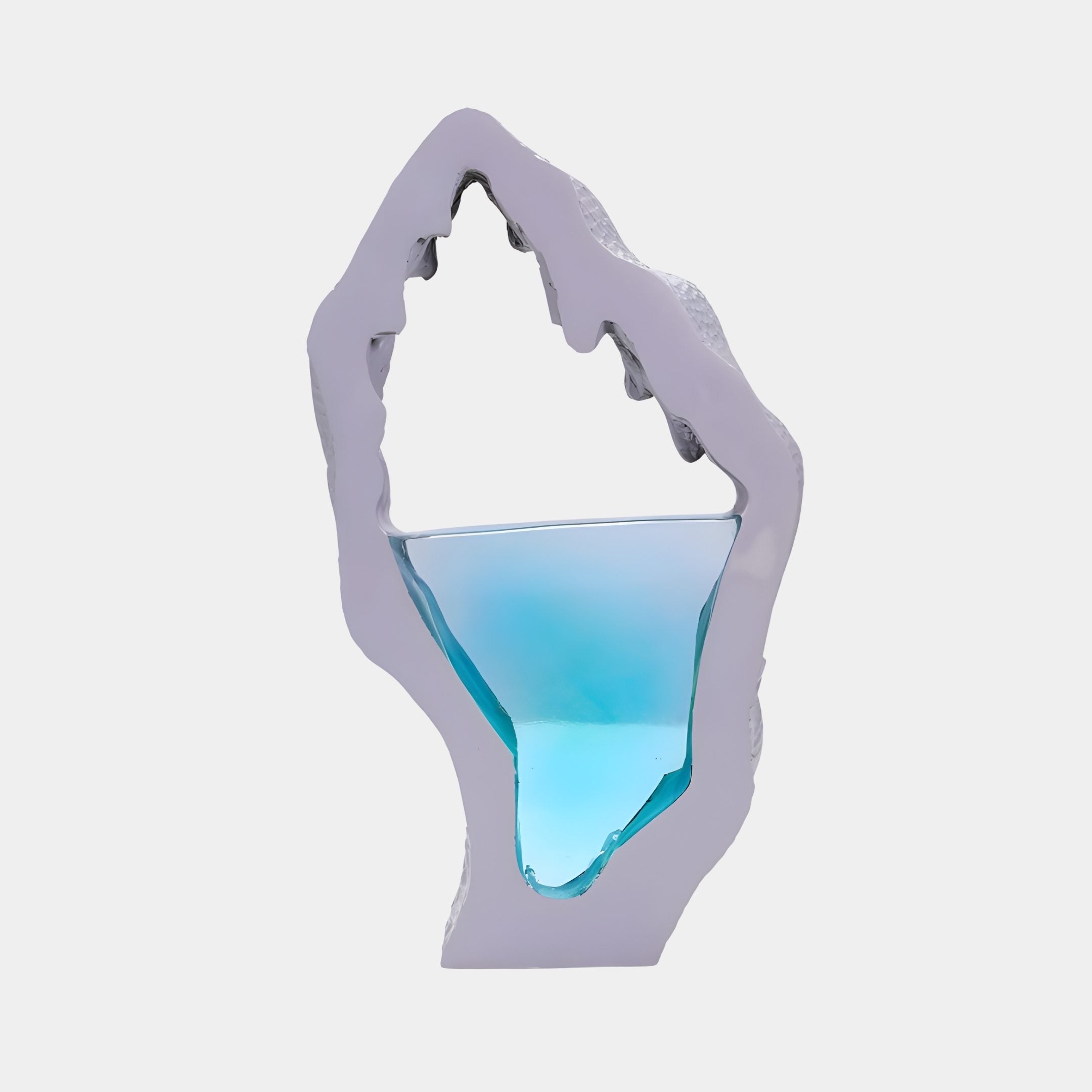 Teal Resin Inlay Grey Mountain Arch Sculpture - 31cm