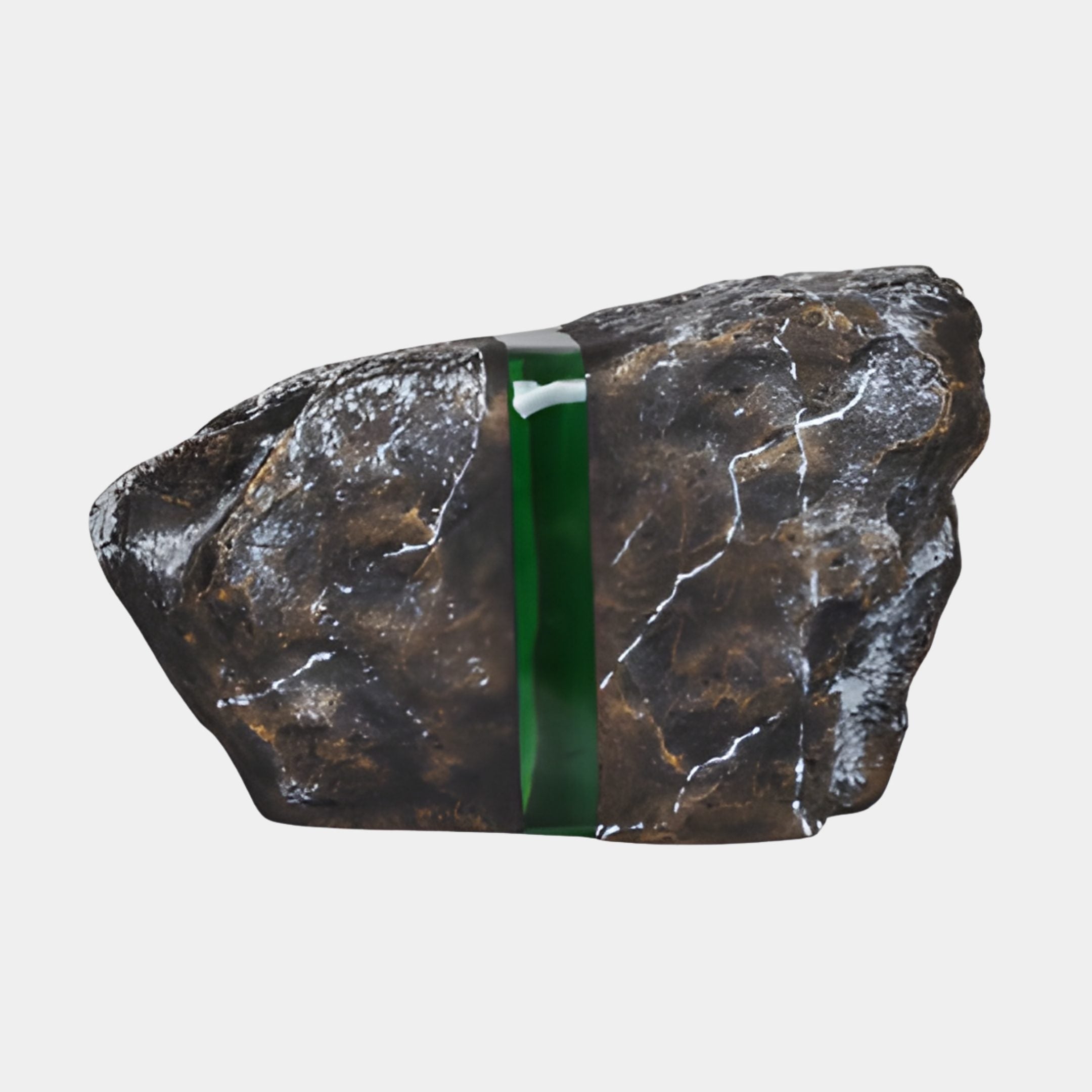 Emerald Green Translucent Resin Vertical Split Rock Sculpture - 40cm