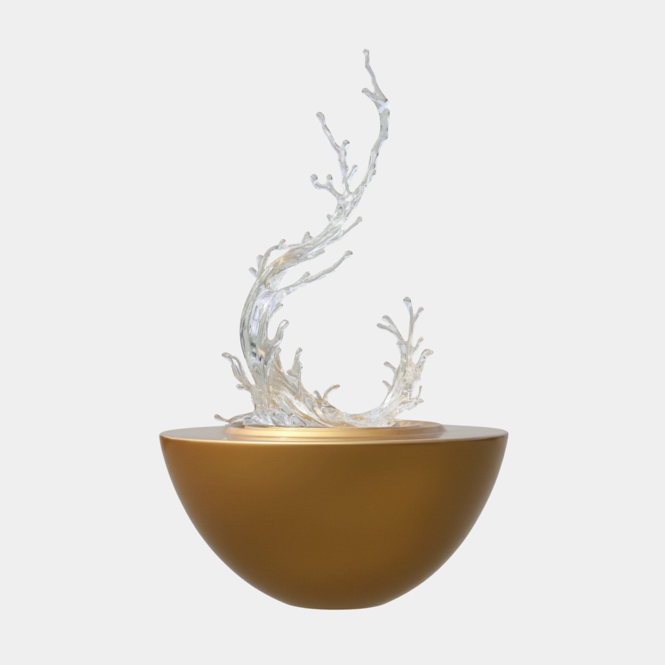 Clear Kinetic Splash & Gold Basin Resin Sculpture - 110cm