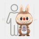 The Animal Kangaroo Labubu Sculpture - 160cm by Giant Sculptures is a cute, cartoonish fibreglass figure with a big smile, red nose, and a small gray rabbit on its belly, shown next to an outline for scale.