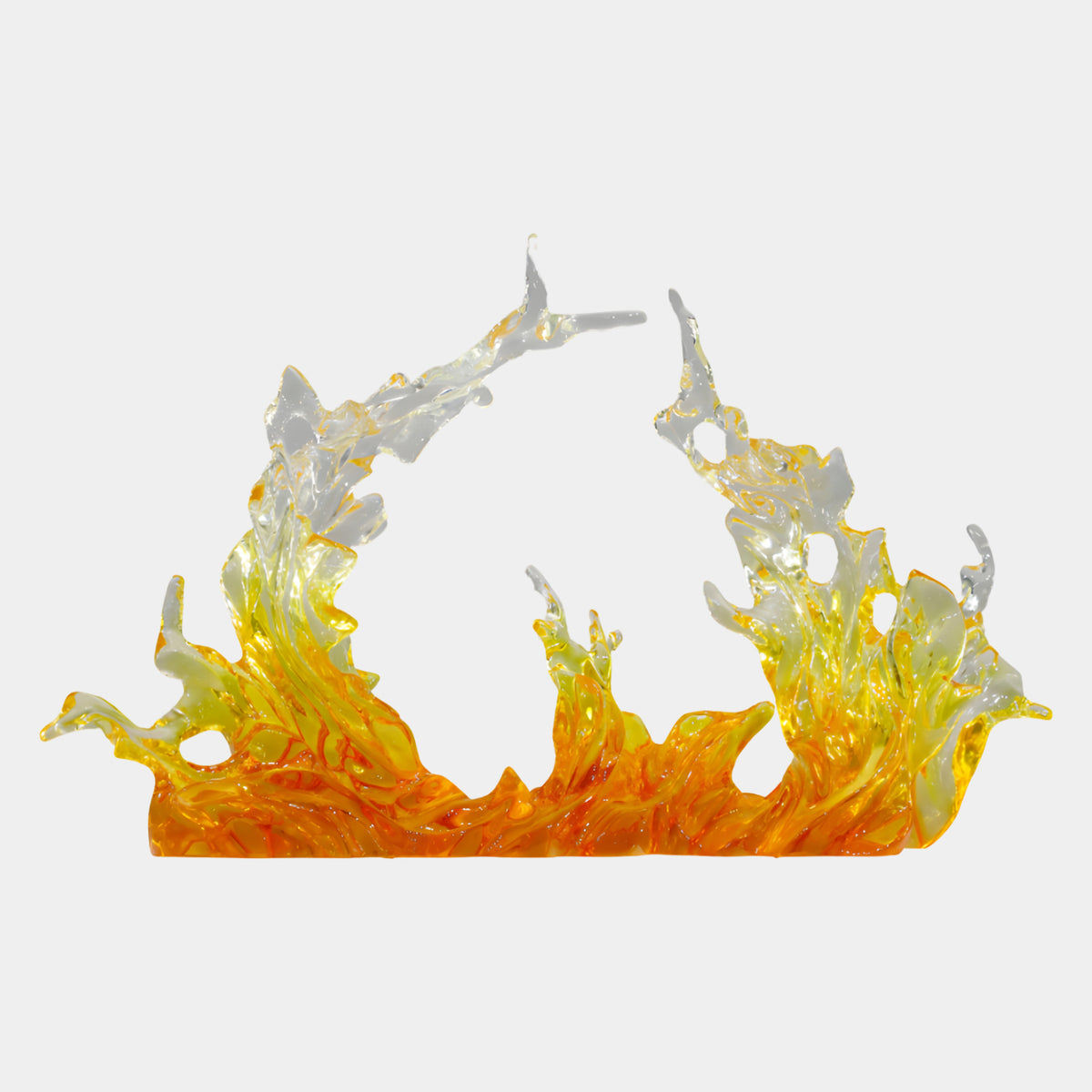Amber Twin Crest Wave Cast Resin Sculpture, 105cm, two cast resin wave crests rising from an amber base to clear tips, shown on a plain white background.