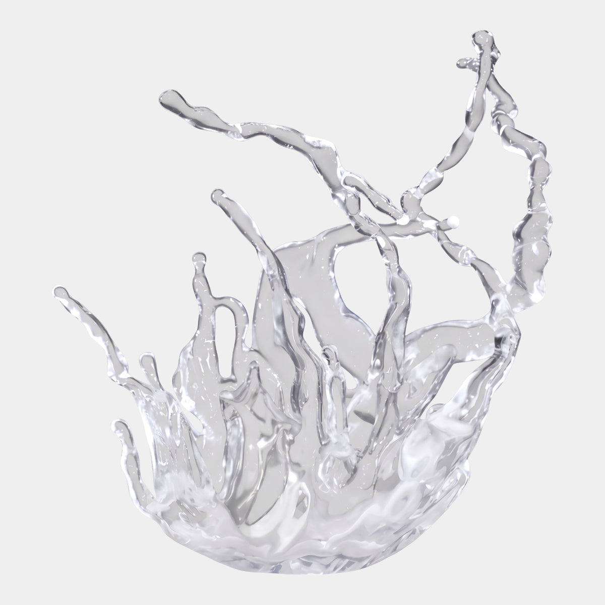 Clear Fine Armed Splash Crown Resin Sculpture - 65cm, with thin crossing arms rising from a solid cup base, shown on a plain white background.
