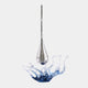 Silver & Blue Falling Drop Splash Resin Sculpture Set of Two - 120cm, a mirror-silver teardrop suspended above a blue-to-clear resin splash, shown on a plain white background.
