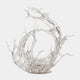 Clear Swirling Vortex Ring Resin Sculpture, 230cm, a ring-shaped wave of clear resin with branching spray and droplets on a steel base, plain white background.