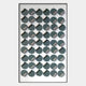 Cirquon Green Leather Curl Disc 3D Wall Art featuring a grid of dark green leather discs with diagonal curls and gold accents mounted on a white background in a slim black frame.