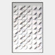 Cirquon White Leather Curl Disc 3D Wall Art featuring a grid of white leather discs with gold-accented folded ridges casting soft shadows, displayed in a black frame against a light background.