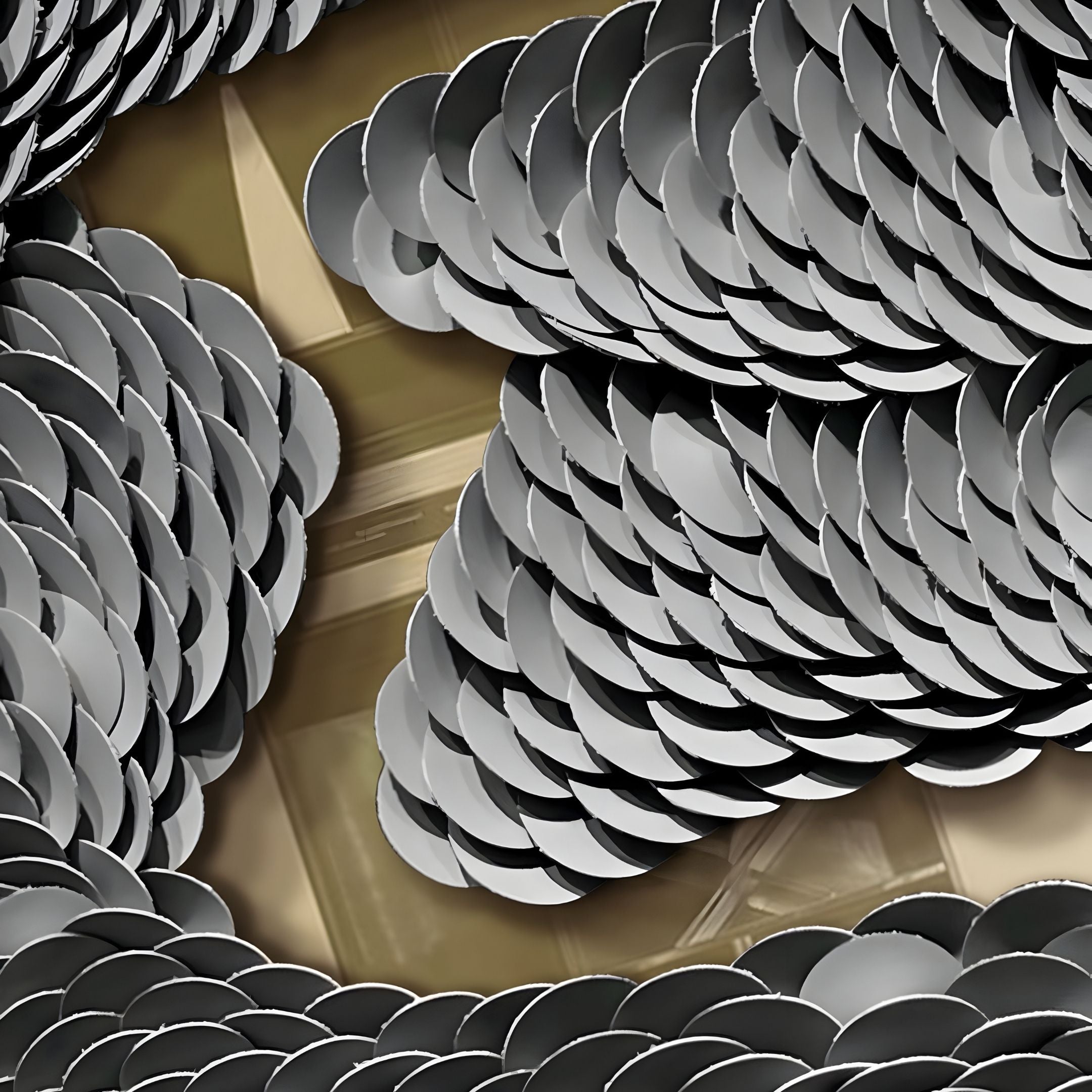 Virethra Grey Layered Leather & Mirror 3D Wall Art