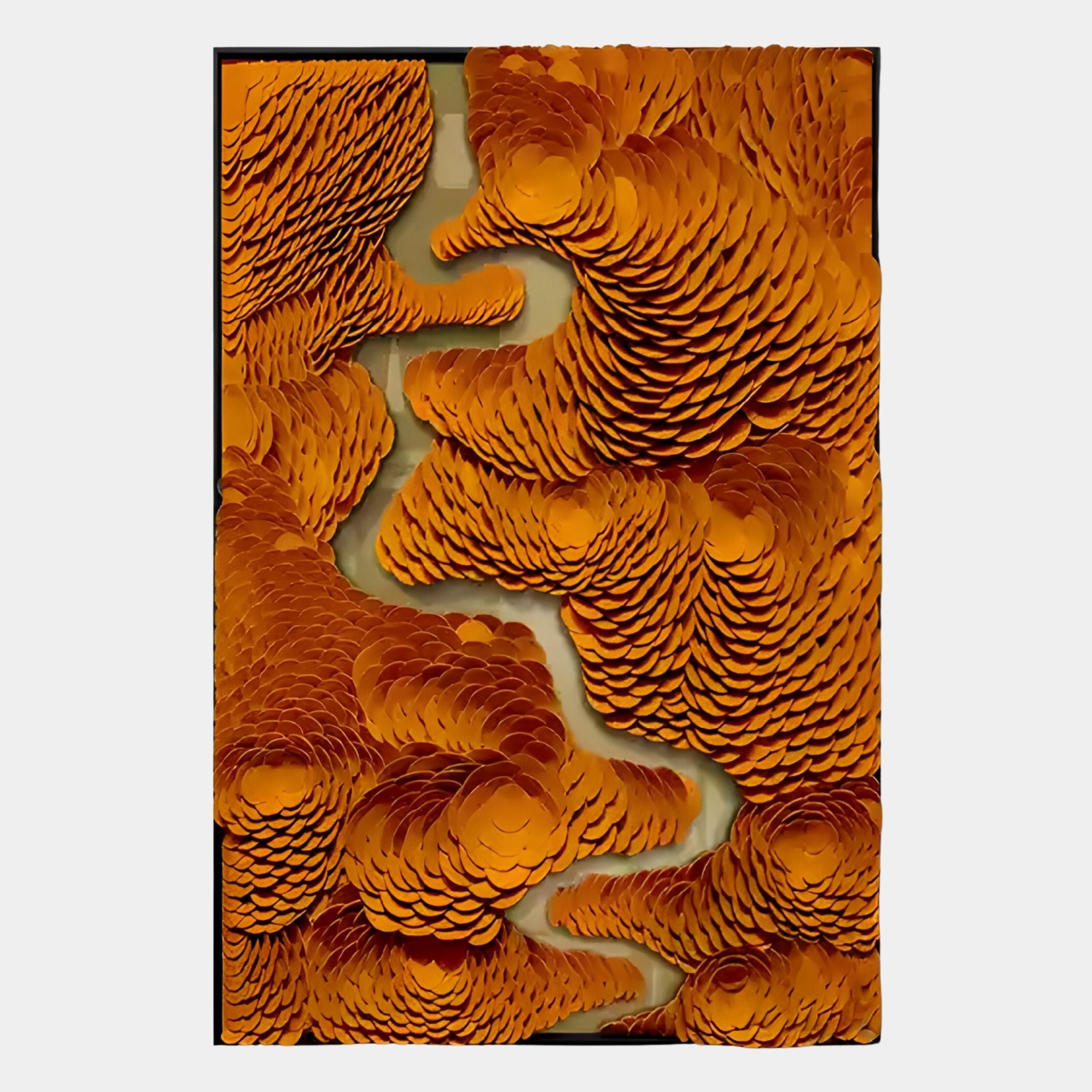 Virethra Orange Layered Leather & Mirror 3D Wall Art