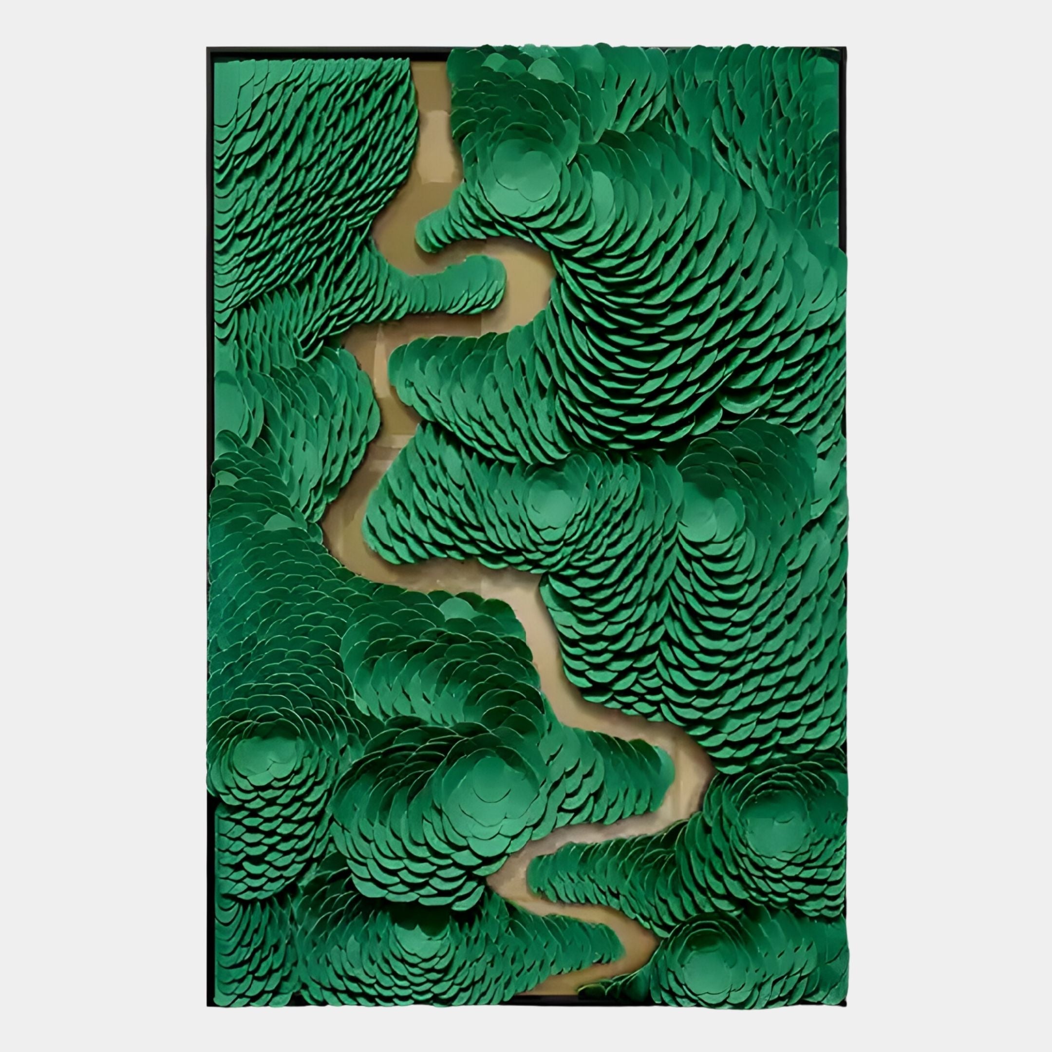 Virethra Green Layered Leather & Mirror 3D Wall Art