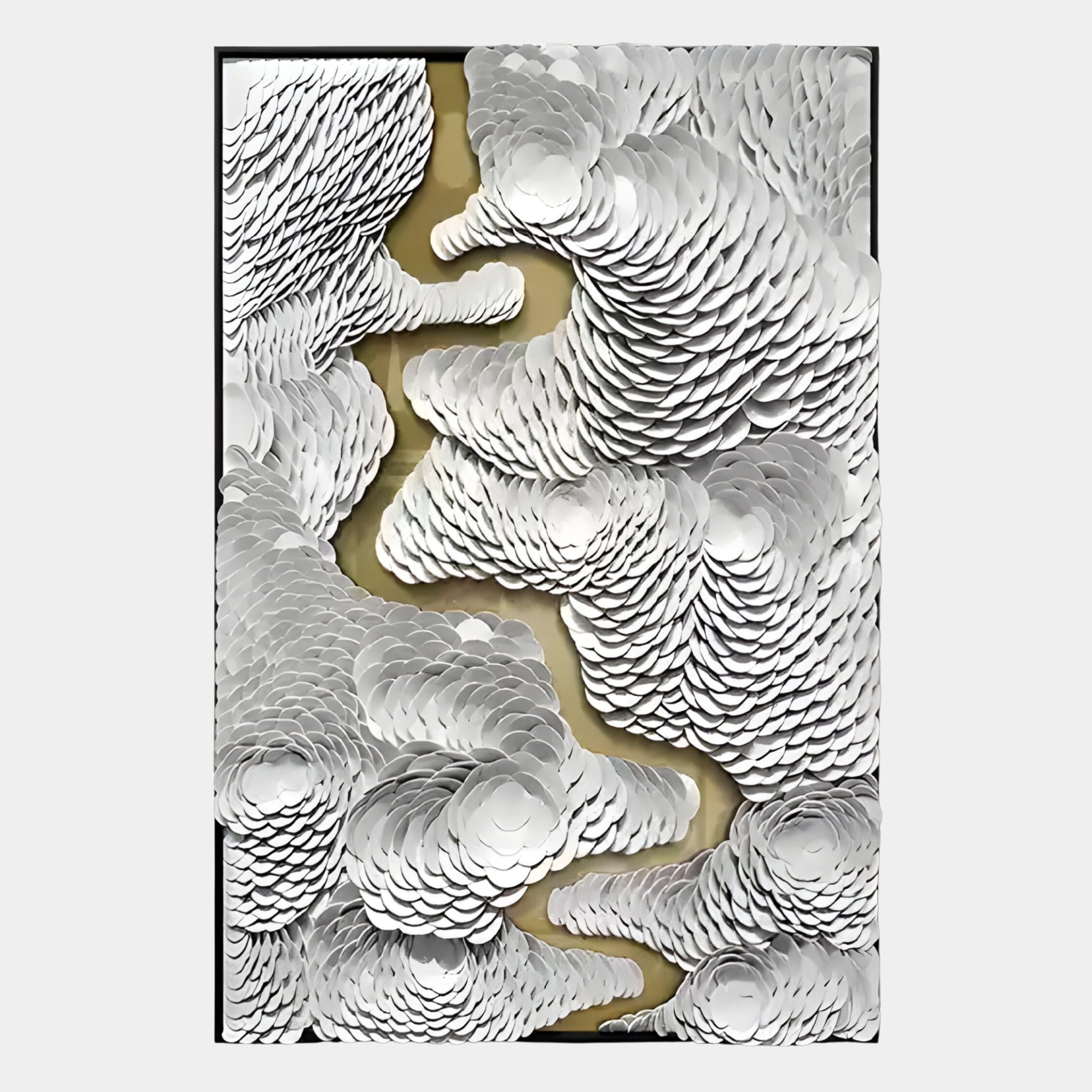 Virethra White Layered Leather & Mirror 3D Wall Art