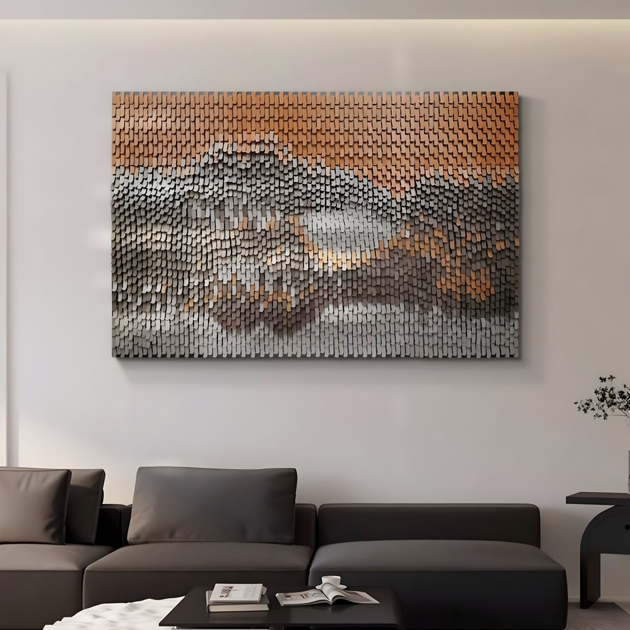 Varentis Terracotta Ombre Layered Leather 3D Wall Art