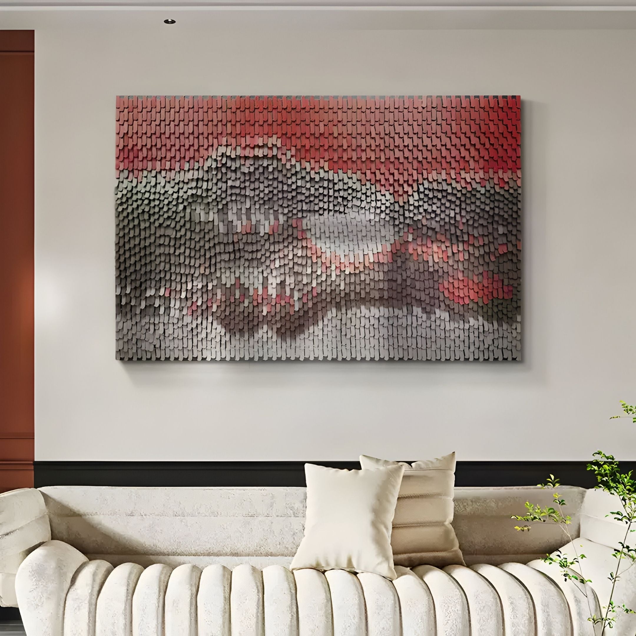 Varentis Red Ombre Layered Leather 3D Wall Art