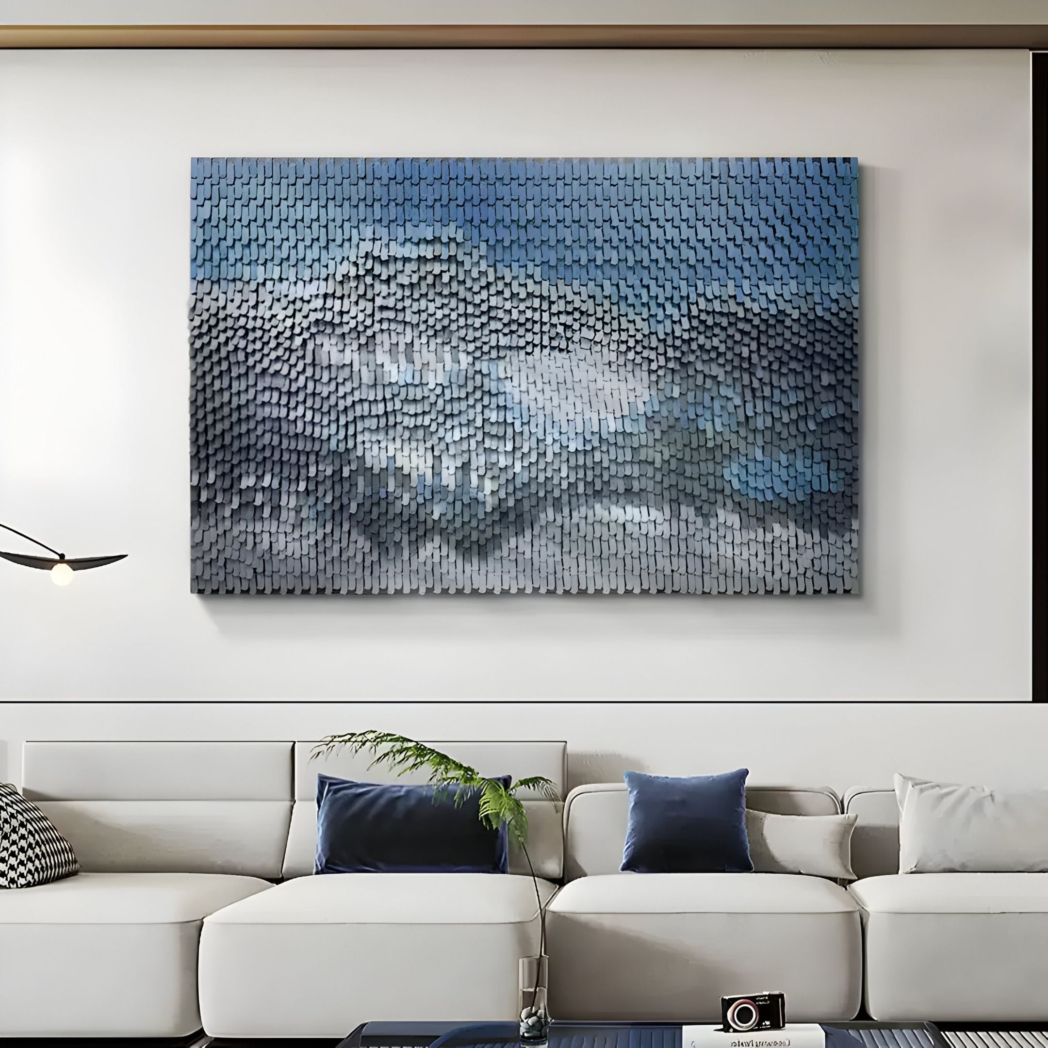 Varentis Blue Ombre Layered Leather 3D Wall Art