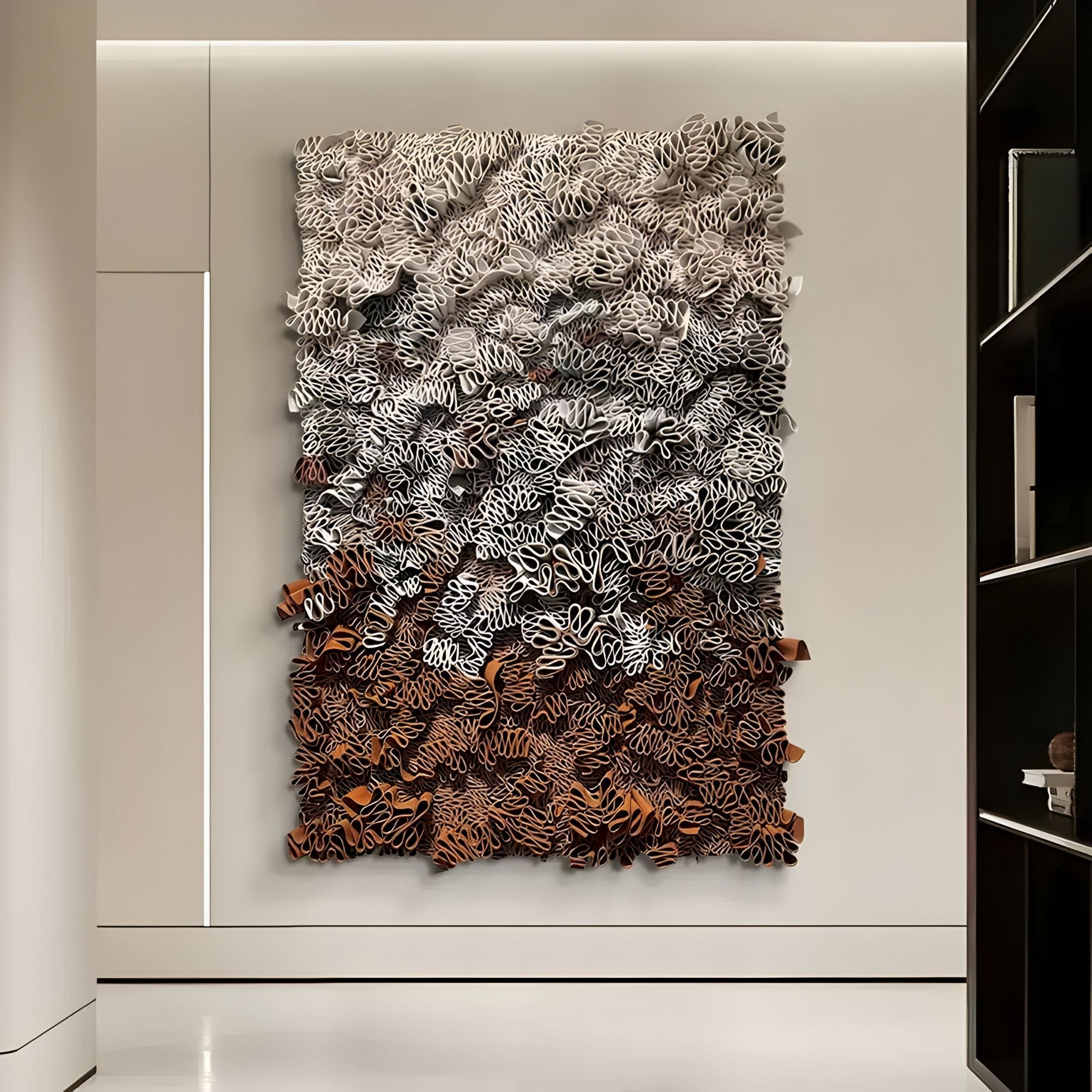 Liora Brown Ombre Ribbon Leather 3D Wall Art