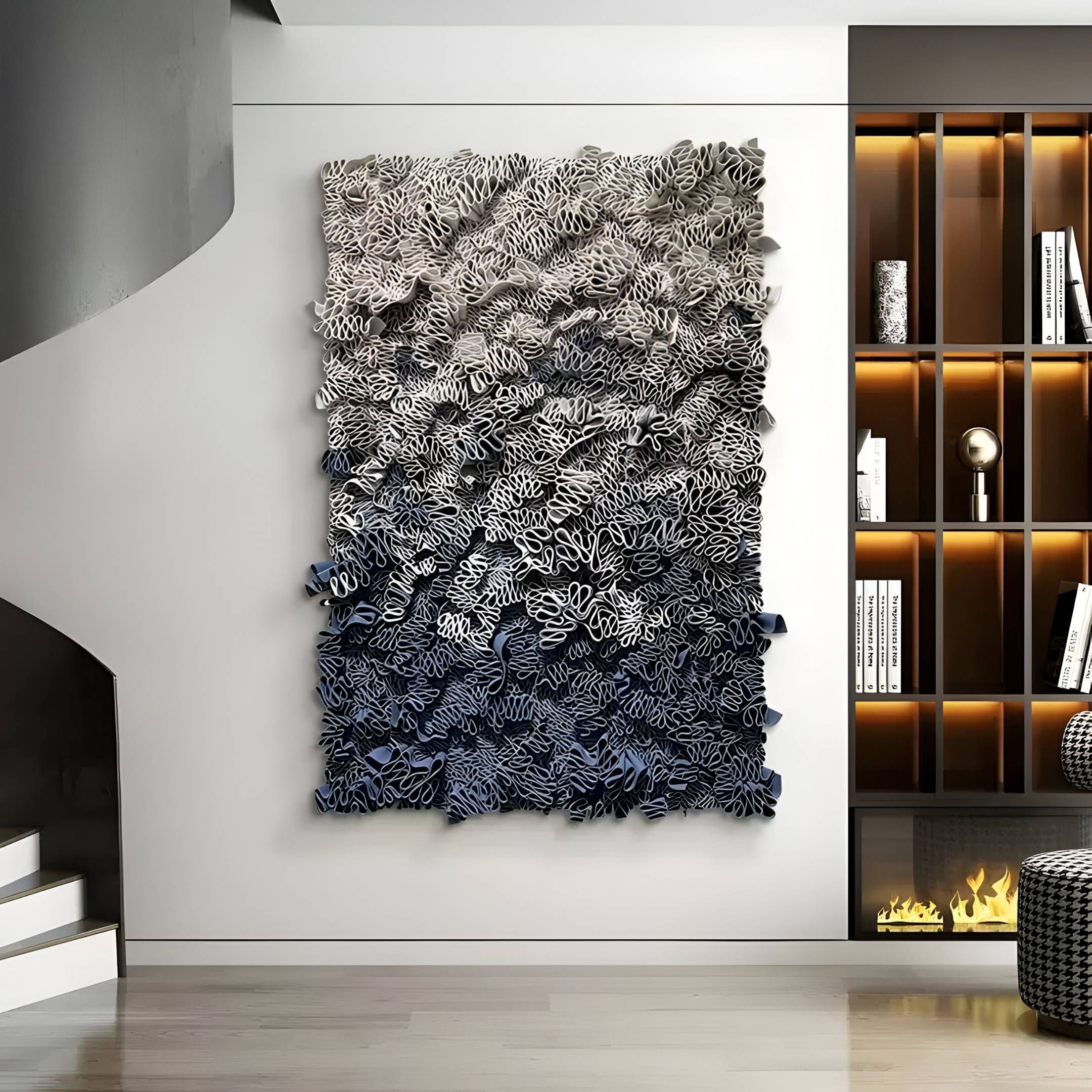 Liora Blue Ombre Ribbon Leather 3D Wall Art