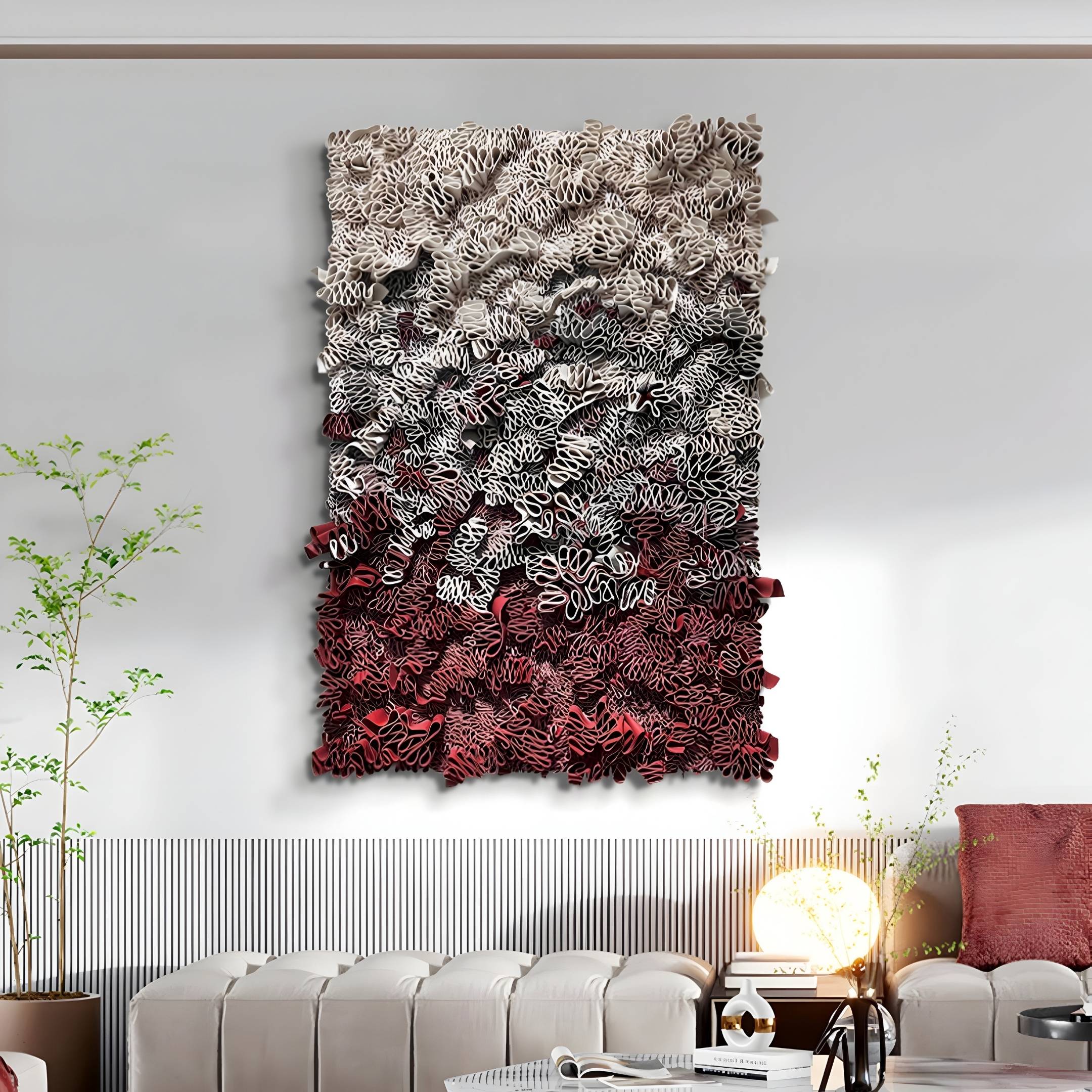 Liora Plum Ombre Ribbon Leather 3D Wall Art