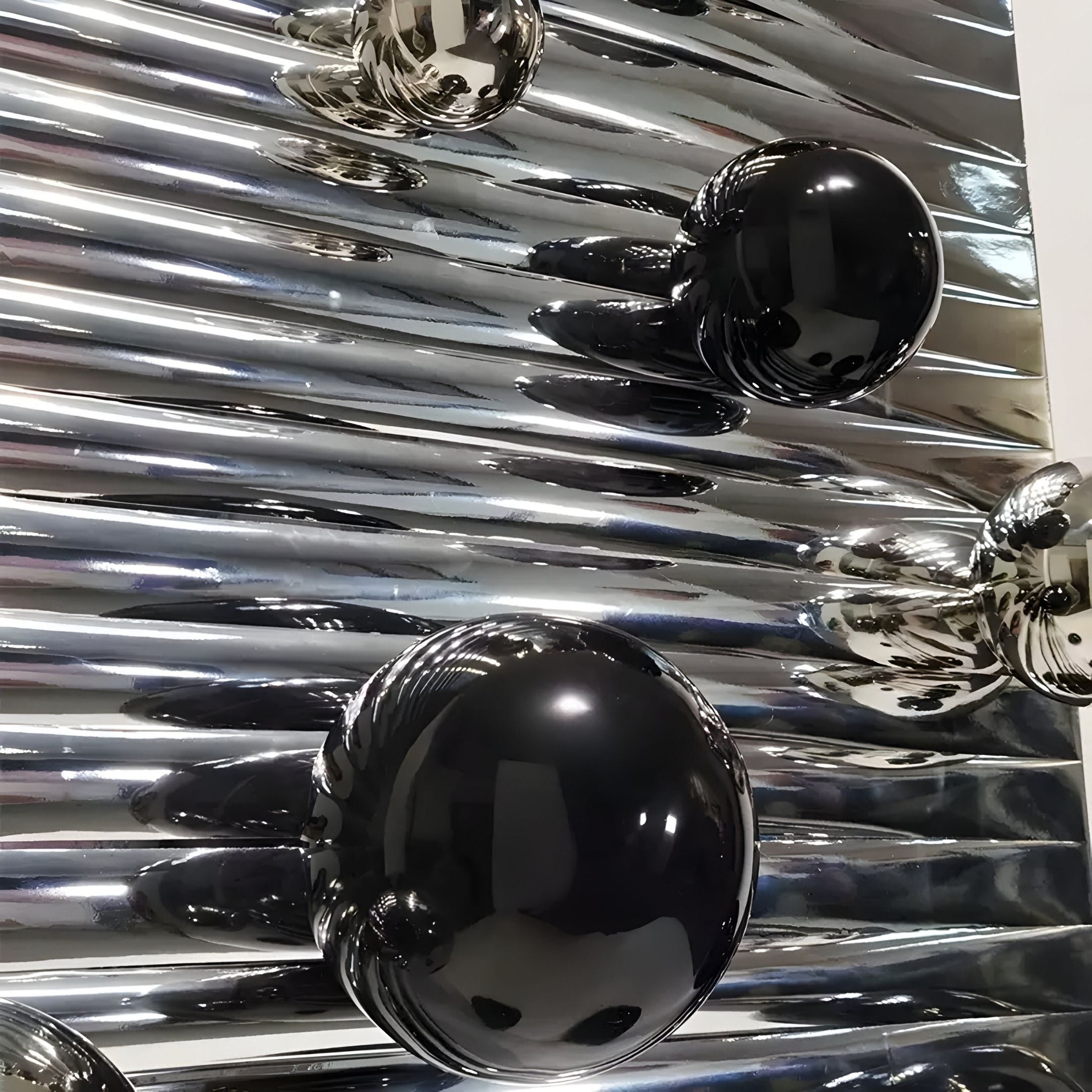 Orbentra Silver 3D Wall Art With Black & Chrome Metal Ball