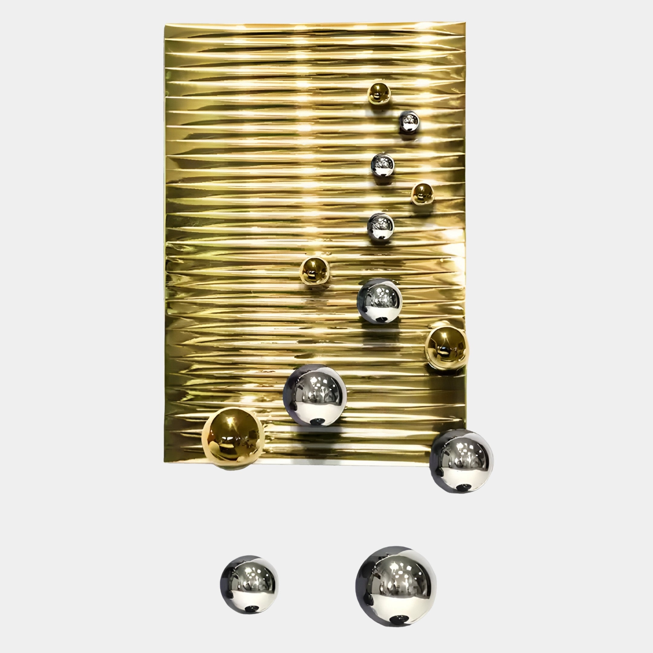 Orbentra Gold 3D Wall Art With Gold & Chrome Metal Ball