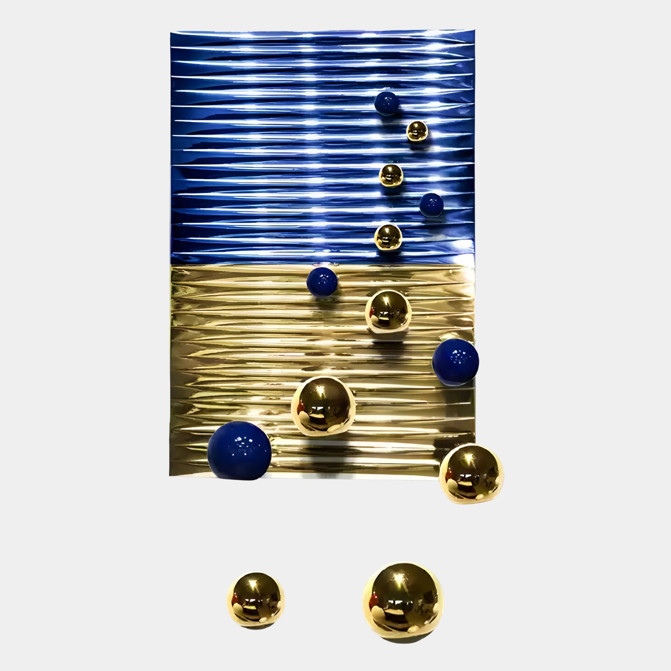 Orbentra Dual-Tone 3D Wall Art With Blue & Gold Metal Ball