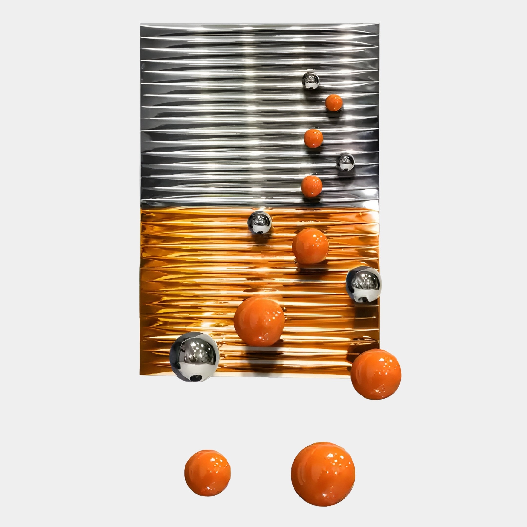 Orbentra Dual-Tone 3D Wall Art With Orange & Silver Metal Ball