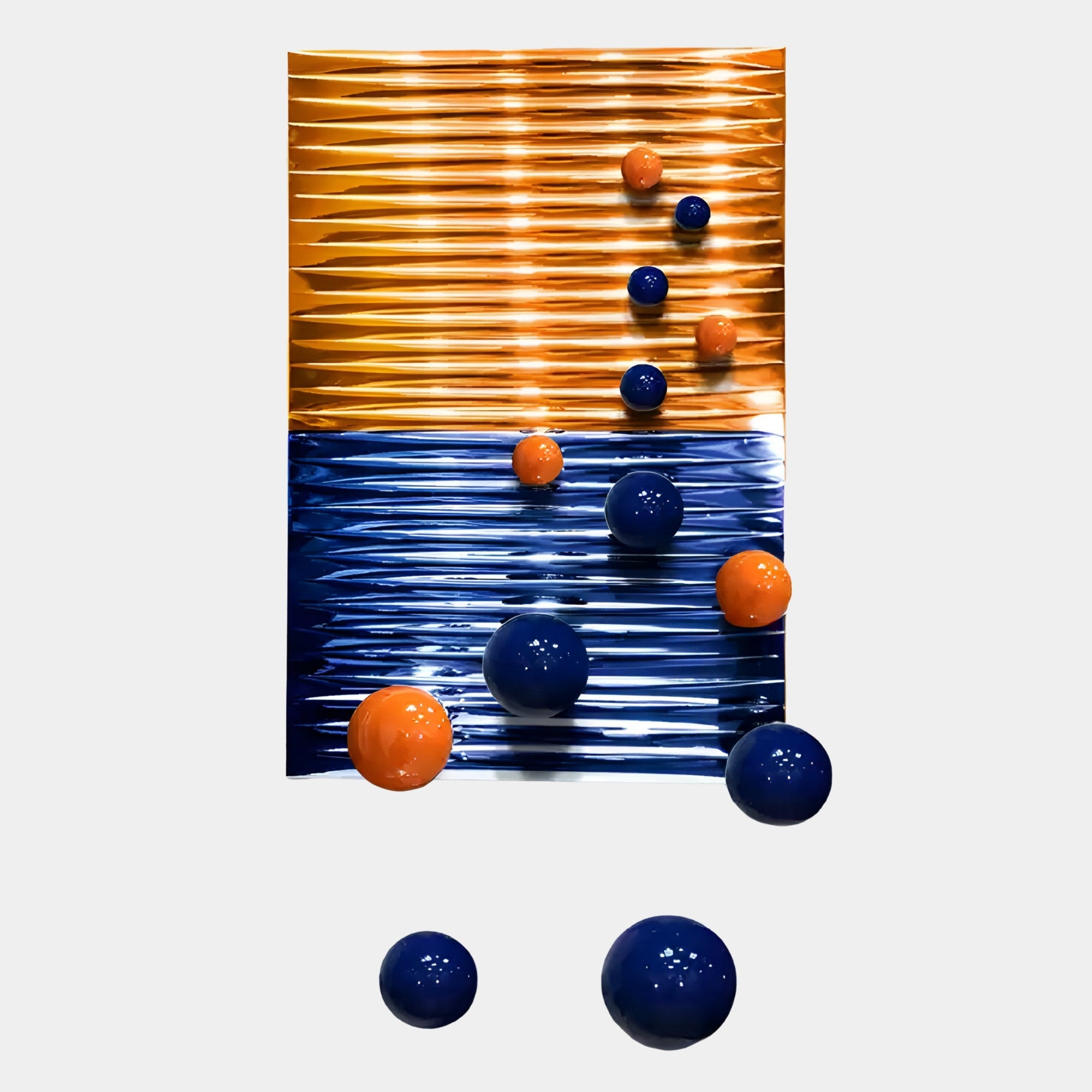 Orbentra Dual-Tone 3D Wall Art With Blue & Orange Metal Ball