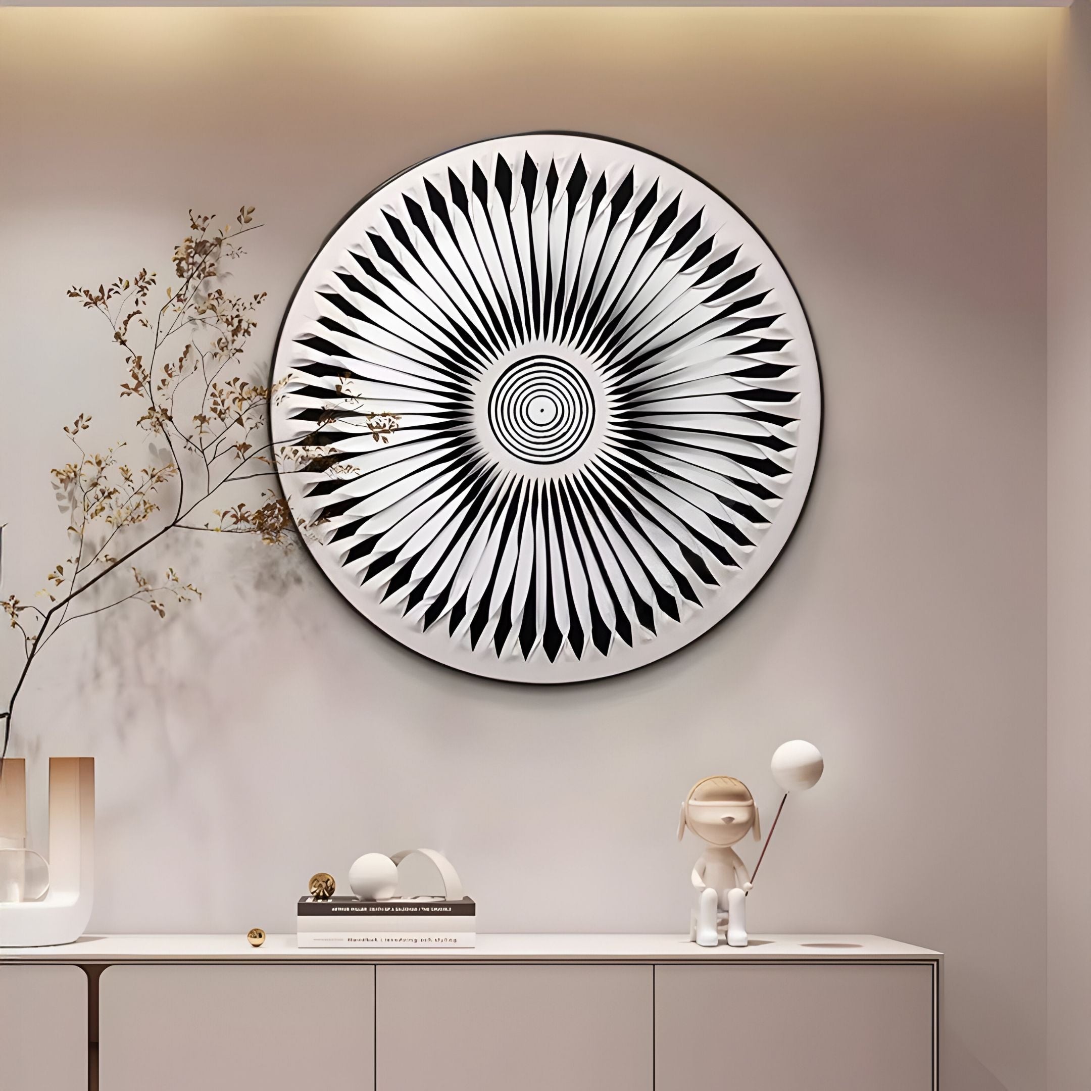 Centriva Cream I Folded Leather Round 3D Wall Art