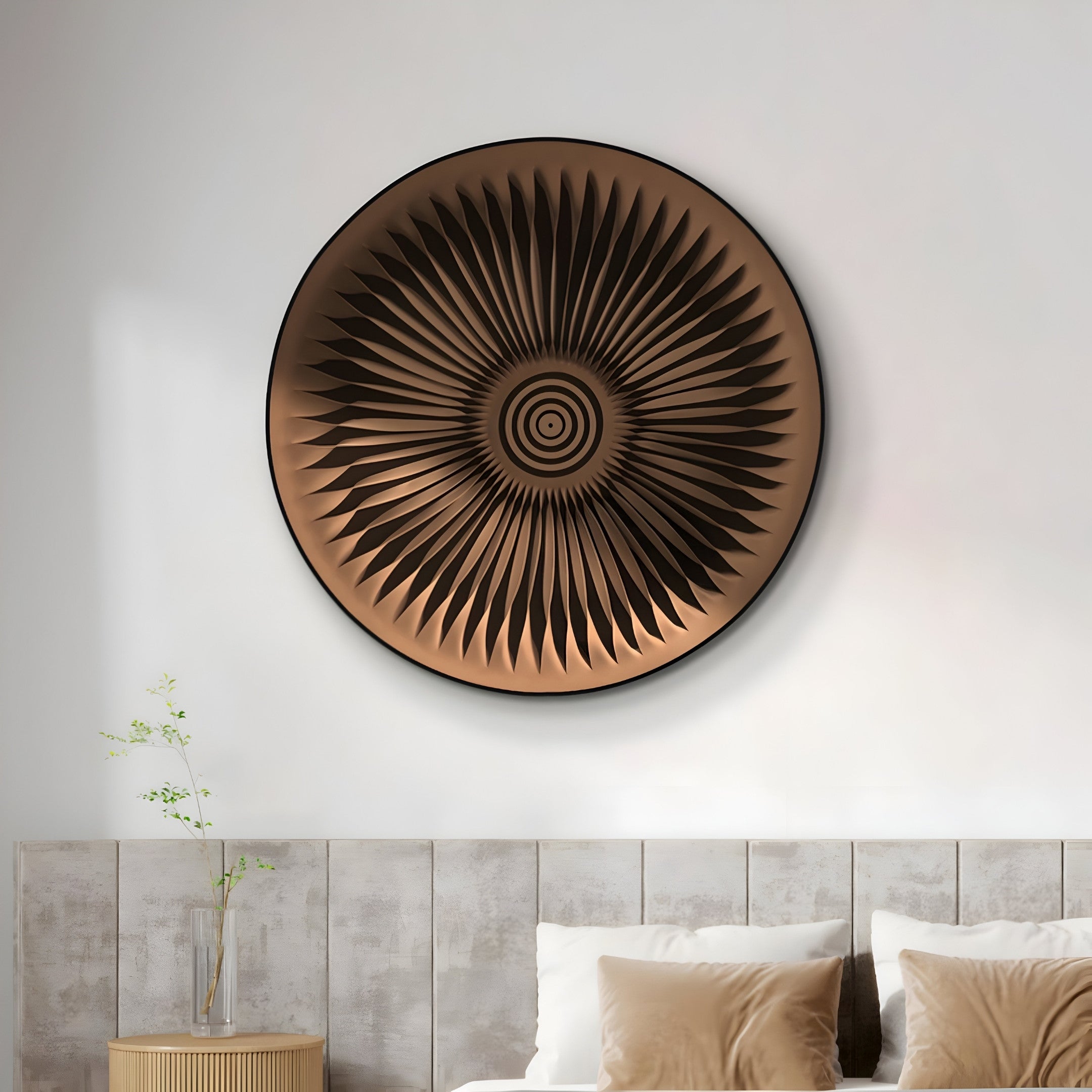 Centriva Brown II Folded Leather Round 3D Wall Art
