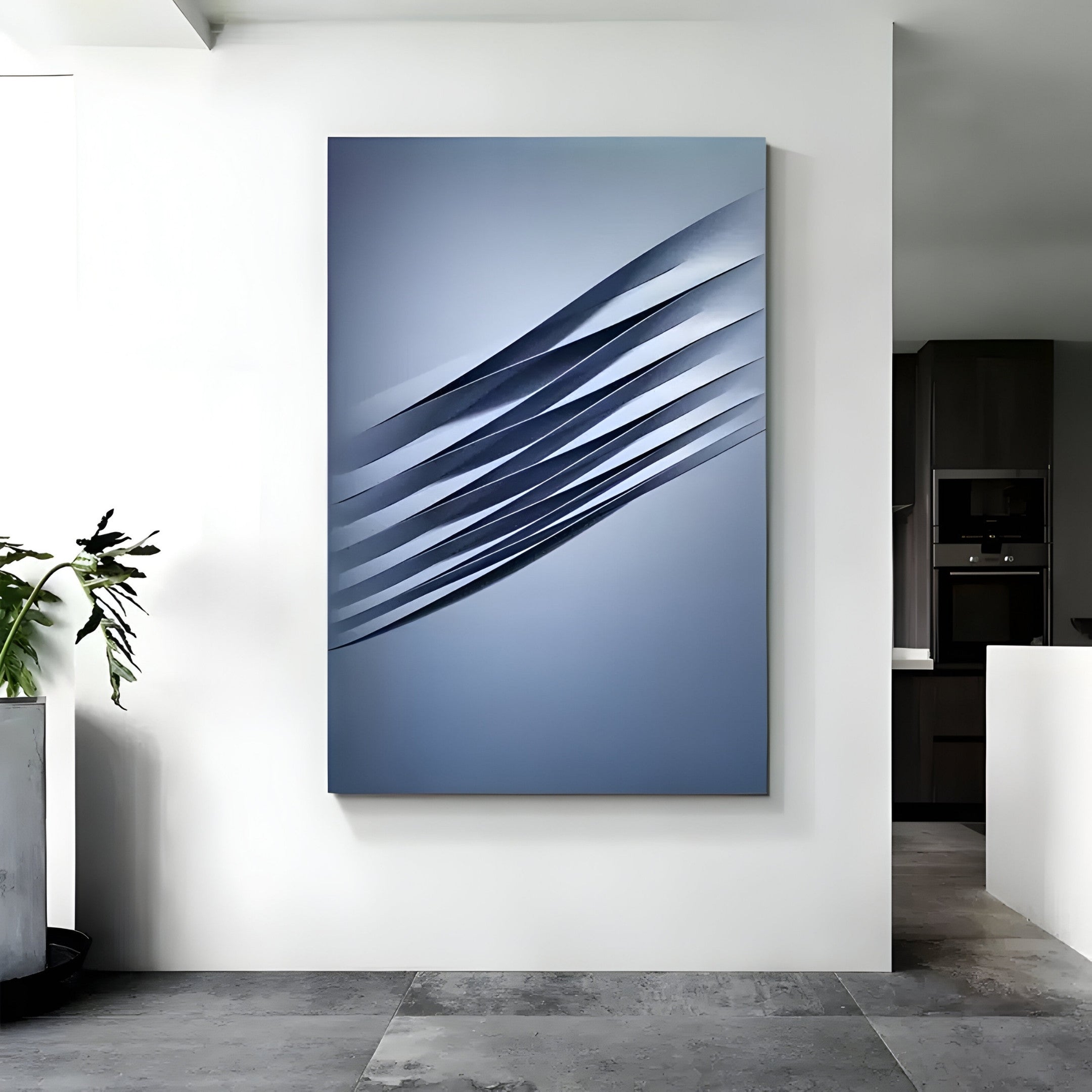 Vallion Blue Wave Folded Leather 3D Wall Art