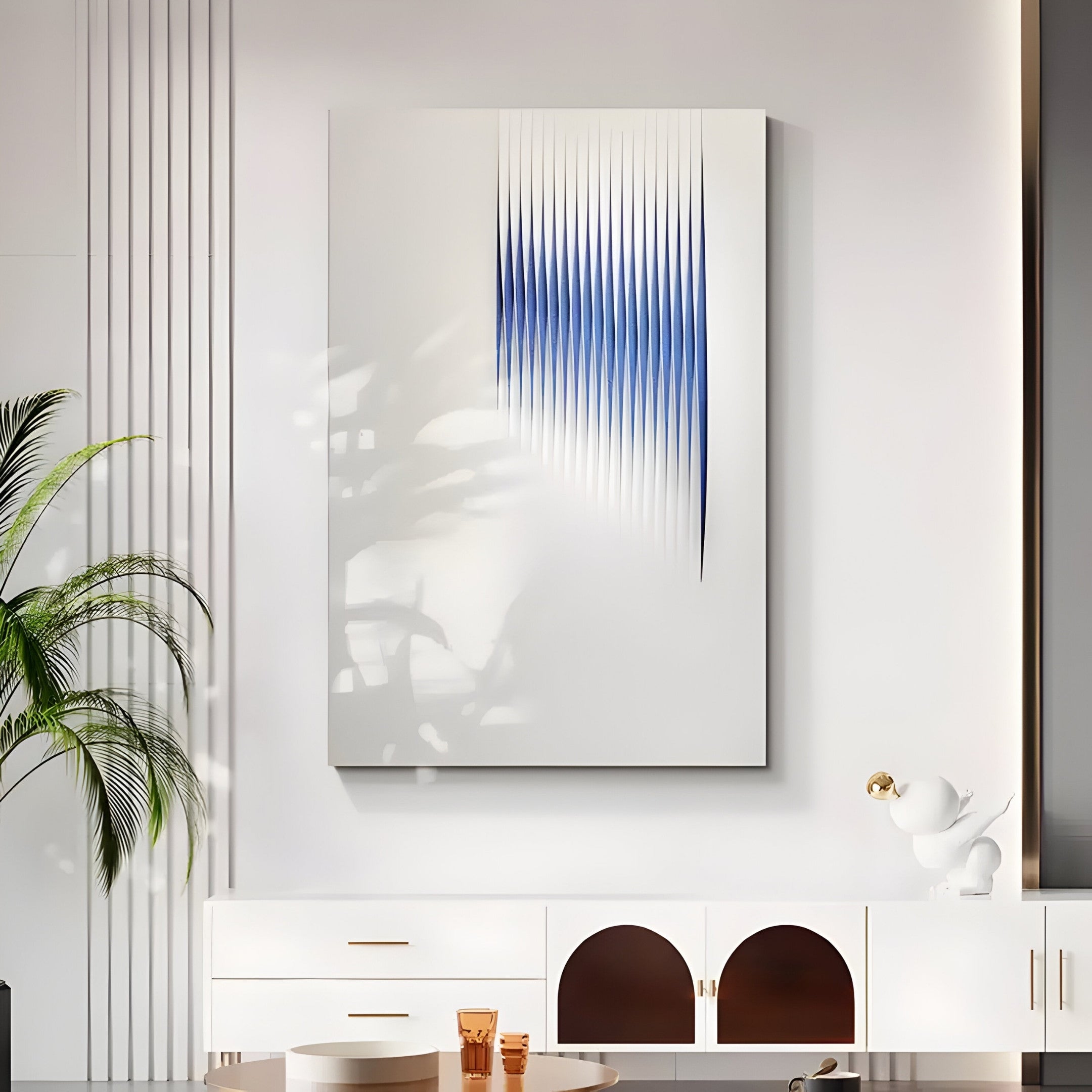 Vallion Indigo Gradient Ripple Leather 3D Wall Art