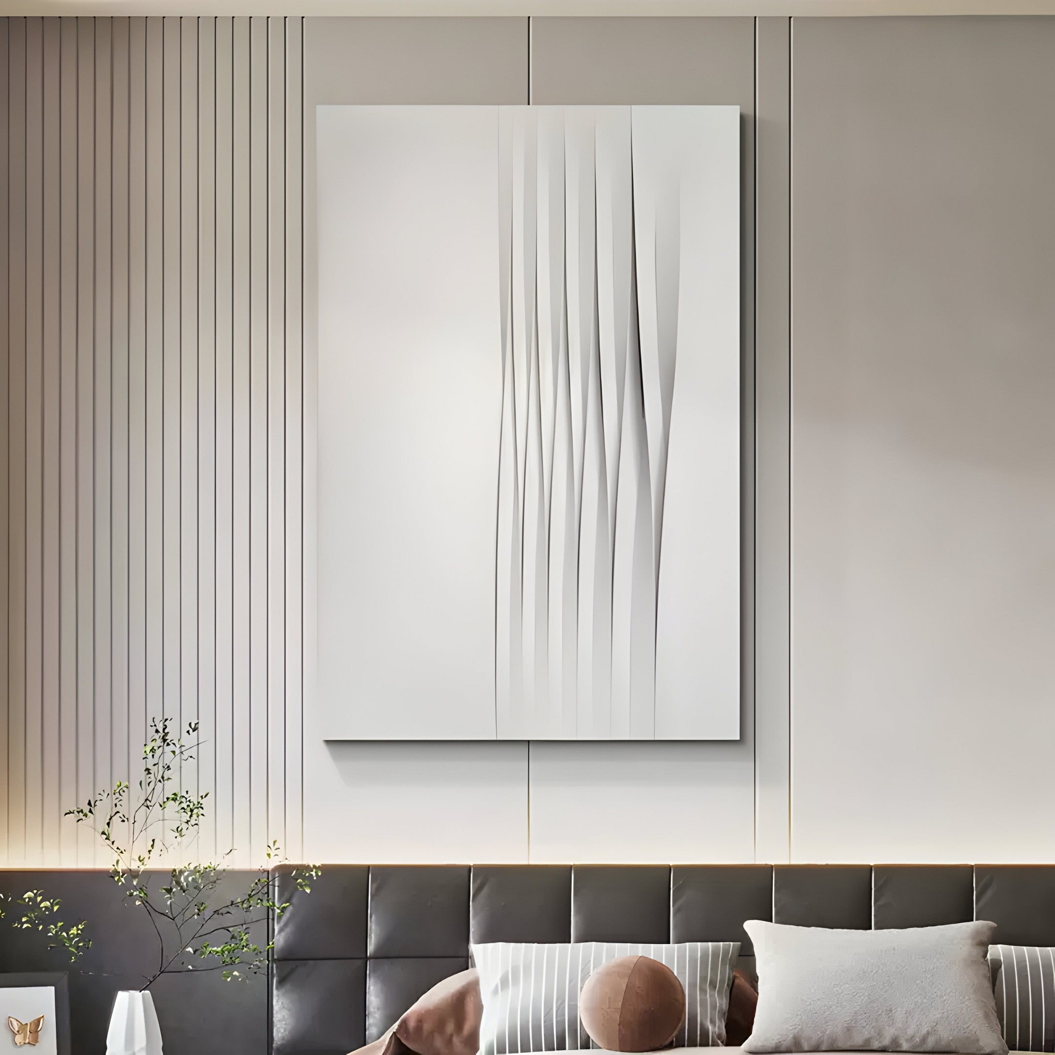 Vallion Silver Folded Leather 3D Wall Art