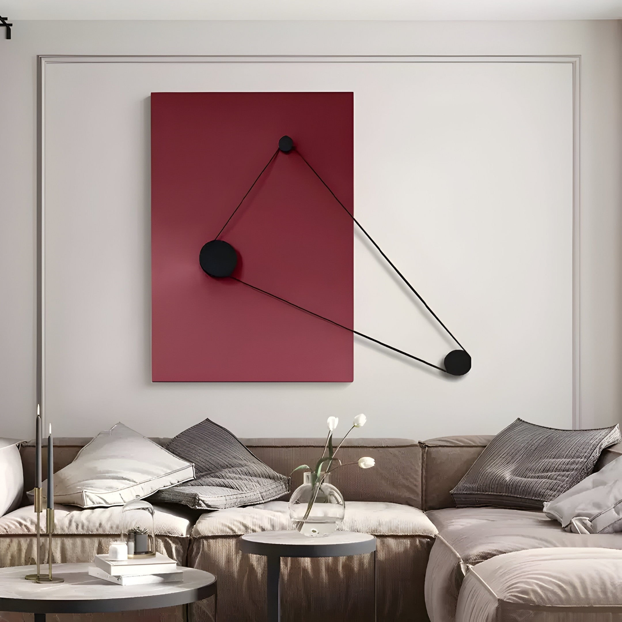 Linavox Red Geometric Leather 3D Wall Art