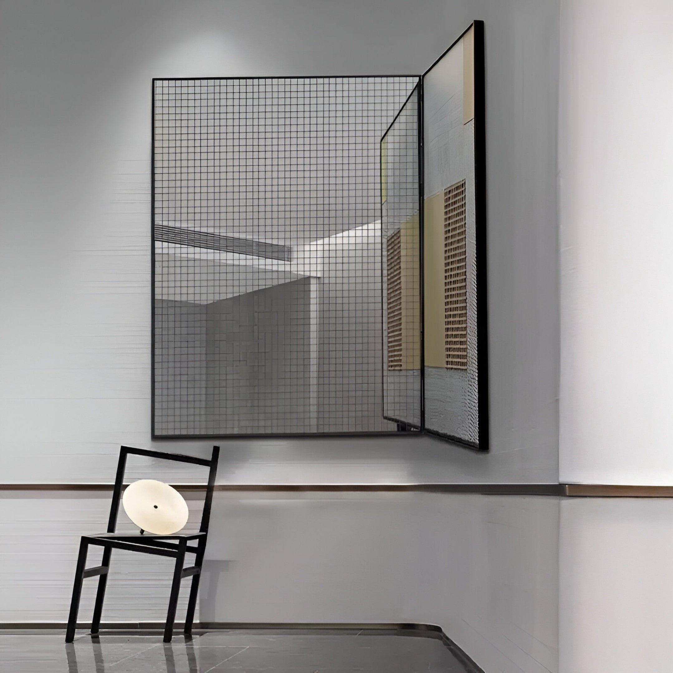 Grilith Bronze Grid Mirror Dual Panel 3D Wall Art