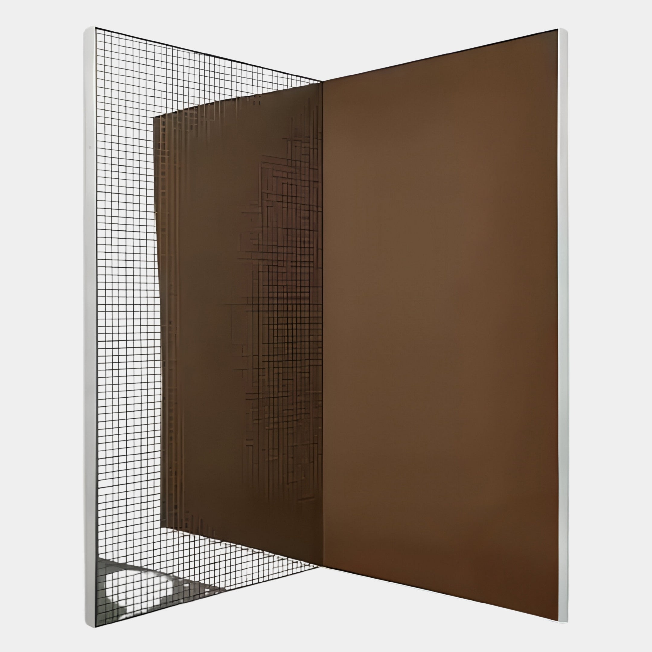 Grilith Chestnut Grid Mirror Dual Panel 3D Wall Art