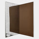 Grilith Chestnut Grid Mirror Dual Panel 3D Wall Art featuring a smooth matte chestnut leather panel and a grid-etched mirror panel in an angular V-fold, on a light background.