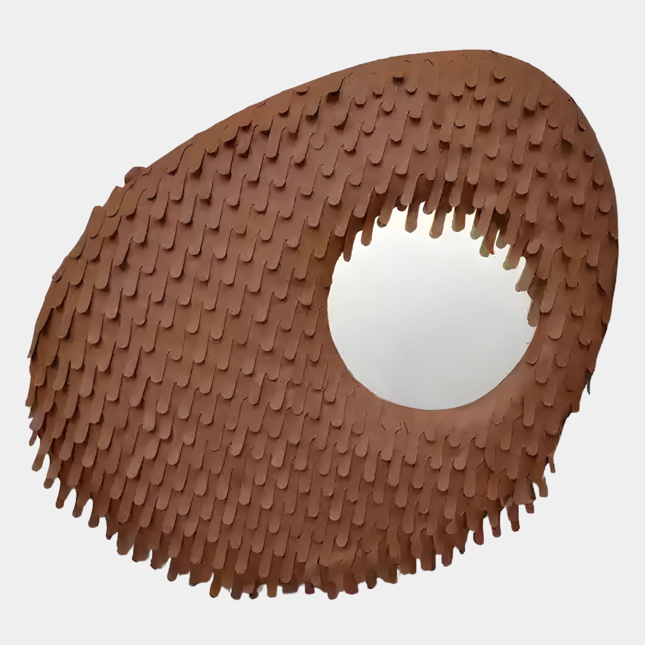 Aurec Brown Textured Leather & Mirror 3D Wall Art