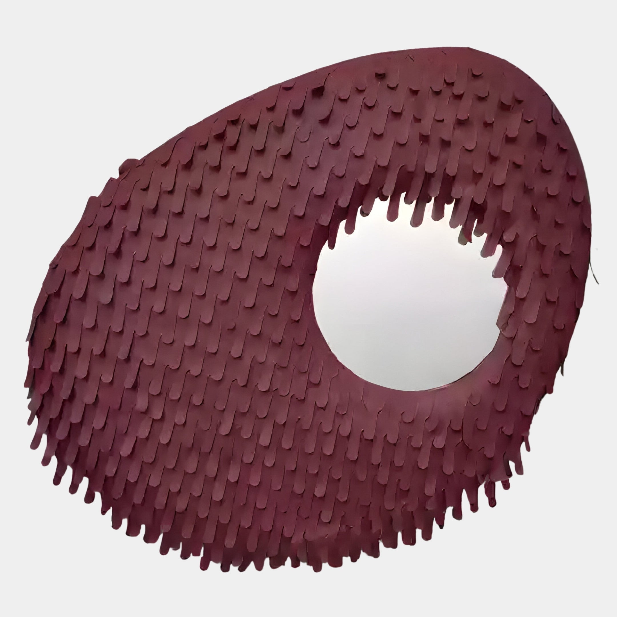 Aurec Burgundy Textured Leather & Mirror 3D Wall Art