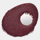 Aurec Burgundy Textured Leather & Mirror 3D Wall Art featuring layered burgundy leather panels over a fluid bean-like form with a round mirror inset, shown against a plain white background.