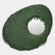 The Aurec Green Textured Leather & Mirror 3D Wall Art by Giant Sculptures features an oval green design with a rough, scale-like surface and central circular mirror, creating striking sculptural wall art against a white background.