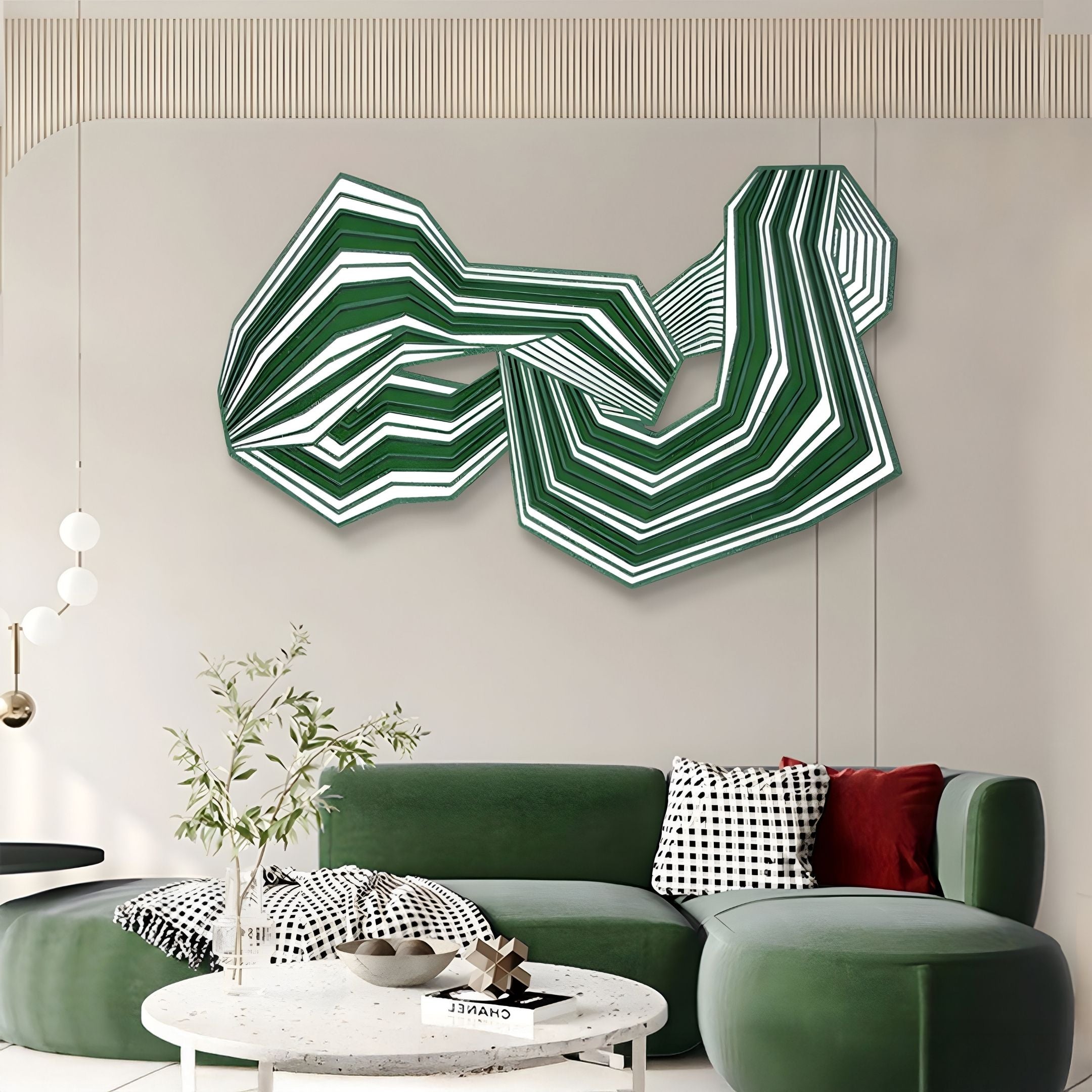 Riborra Green Layered Wood Carving 3D Wall Art