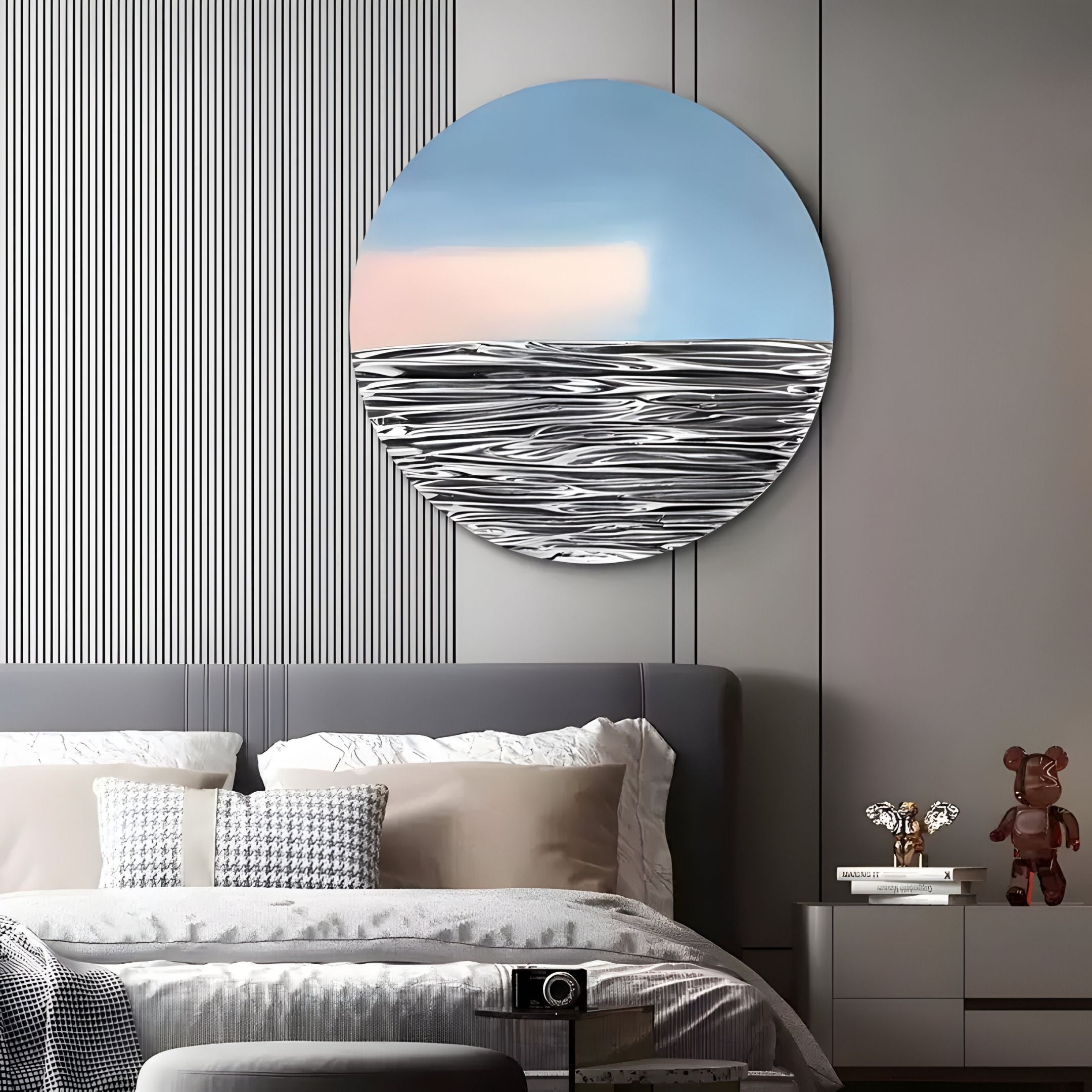 Solvair Sky & Silver Ripple Leather 3D Wall Art