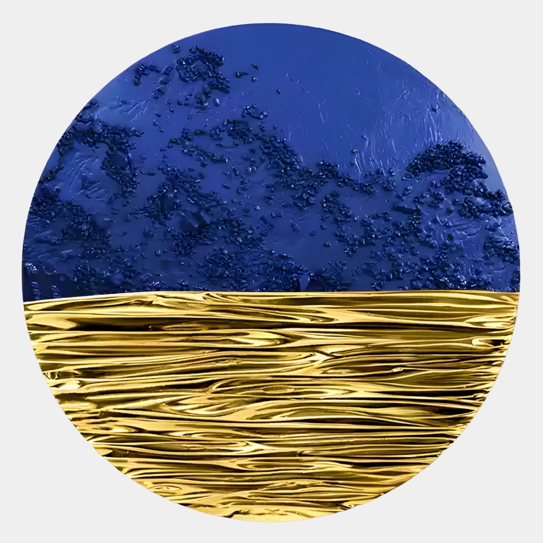 Solvair Cobalt Texture & Gold Ripple Leather 3D Wall Art