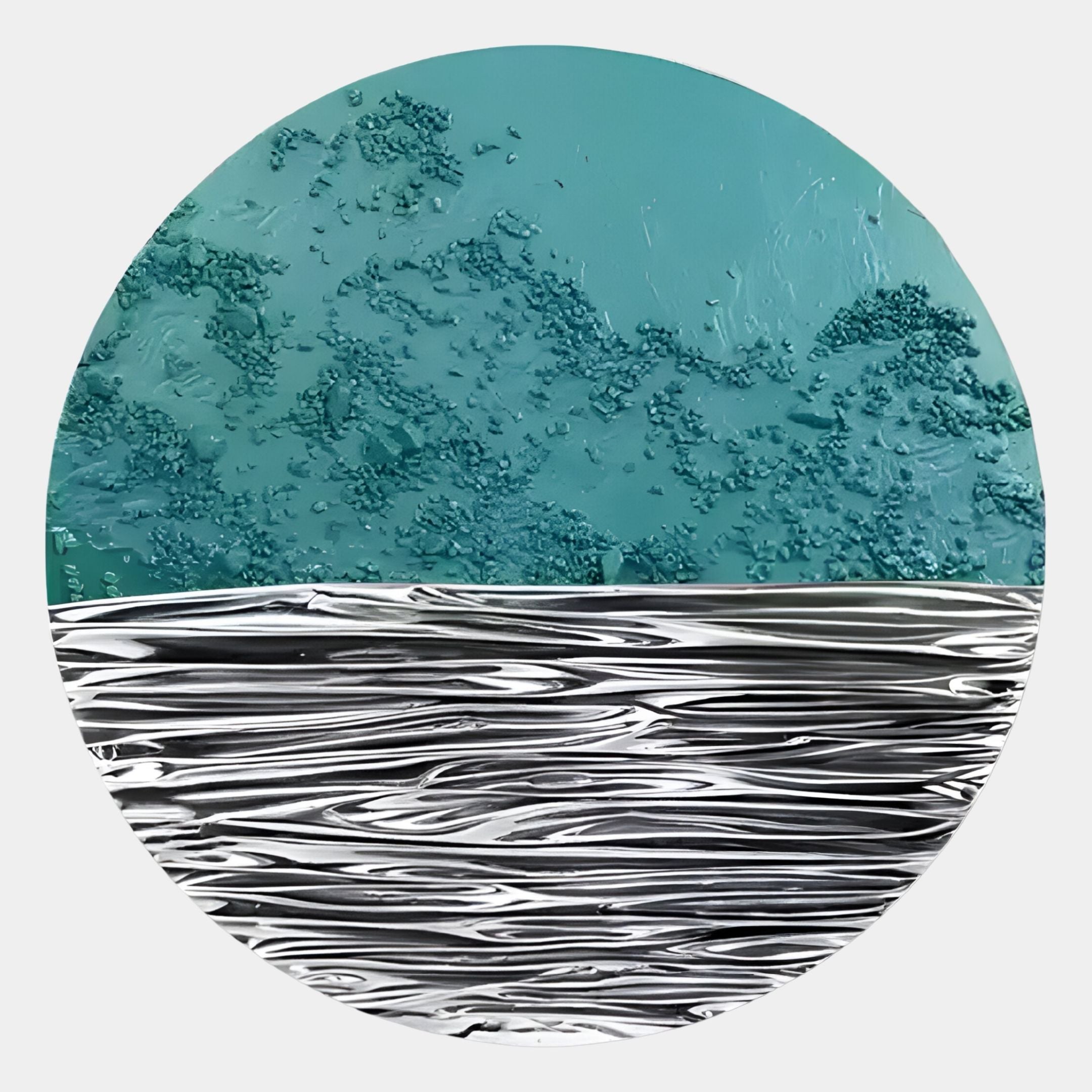Solvair Teal Texture & Chrome Ripple Leather 3D Wall Art