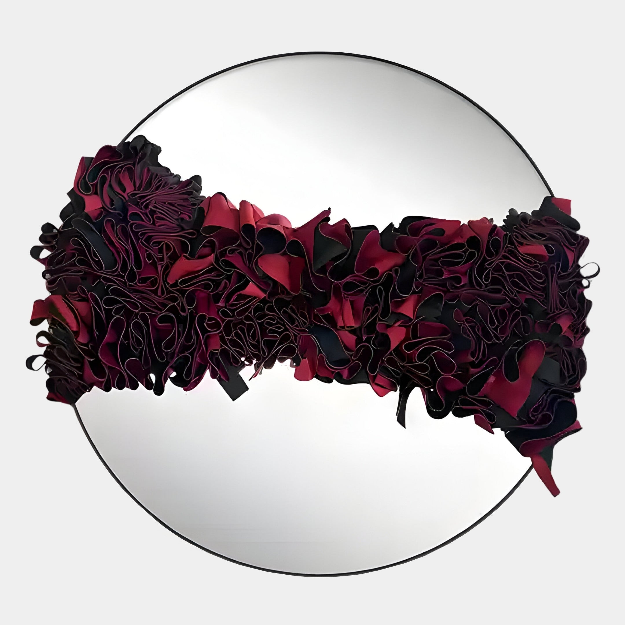 Stravelle Red & Black Fold Leather Mirror 3D Wall Art