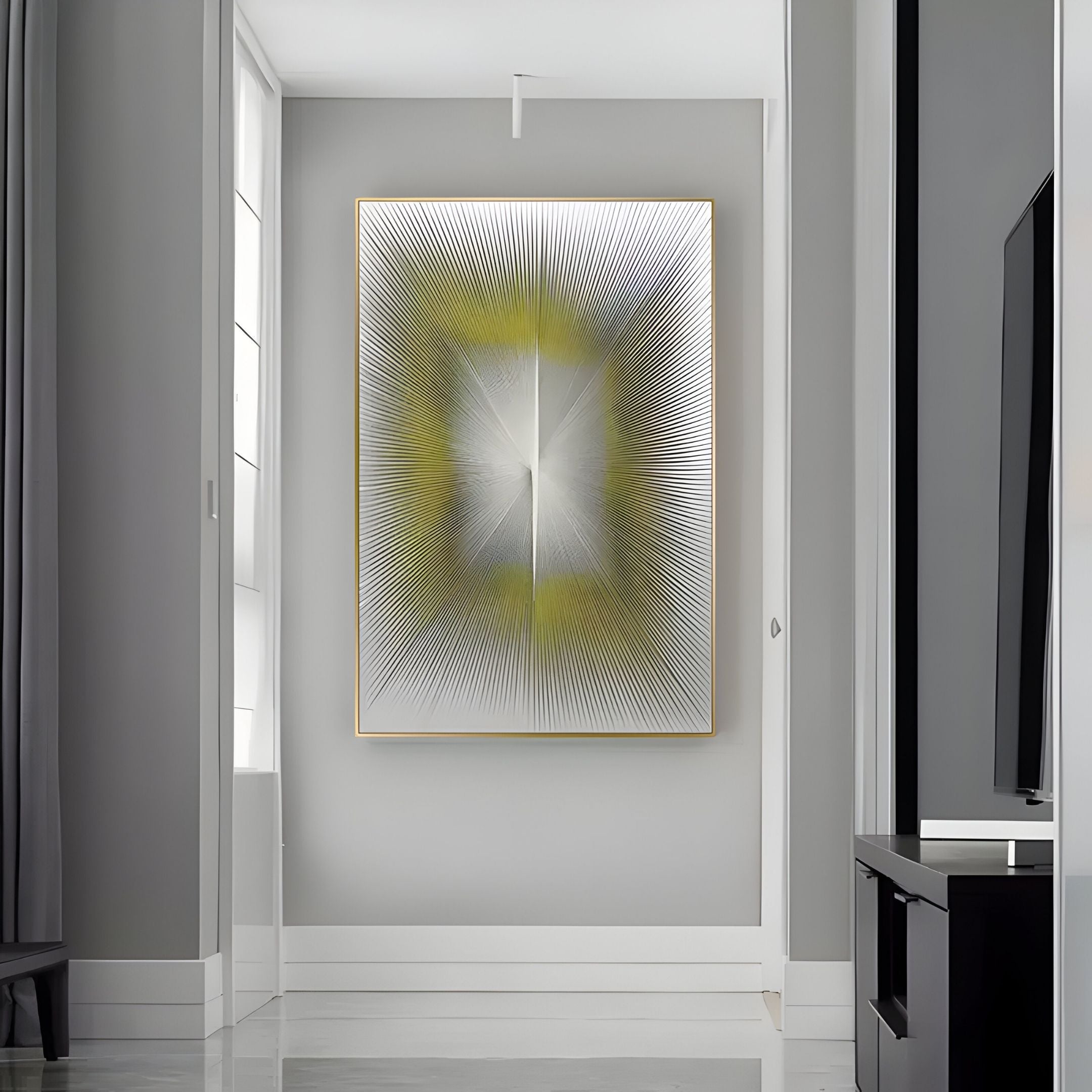 Radior Yellow Burst Illusion Leather 3D Wall Art