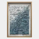 The Florasca Blue Ripple Leather 3D Framed Wall Art by Giant Sculptures features layered, textured leather in white, teal, and blue for a striking abstract wave effect and a sculptural, wavy three-dimensional look.