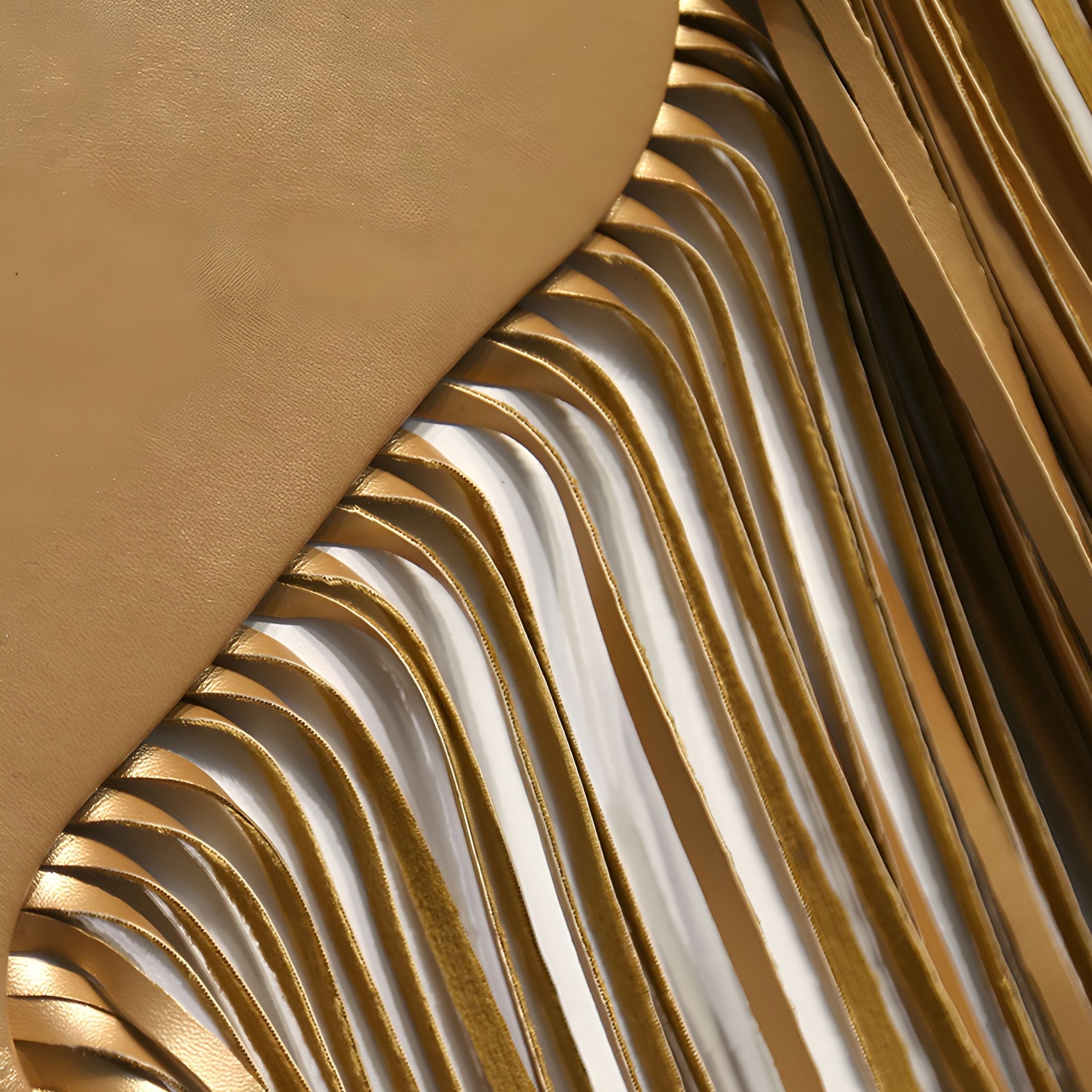 Arvinea Gold Flow Sculptural Leather 3D Wall Art