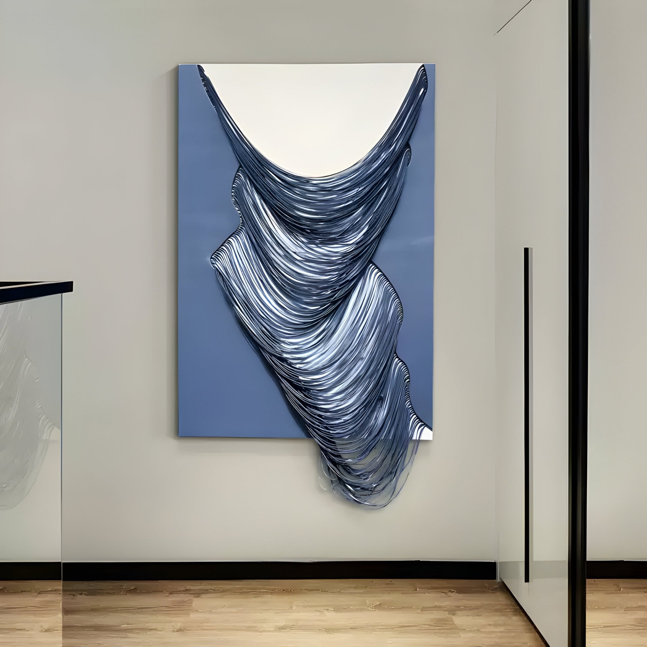 Arvinea Blue Flow Sculptural Leather 3D Wall Art