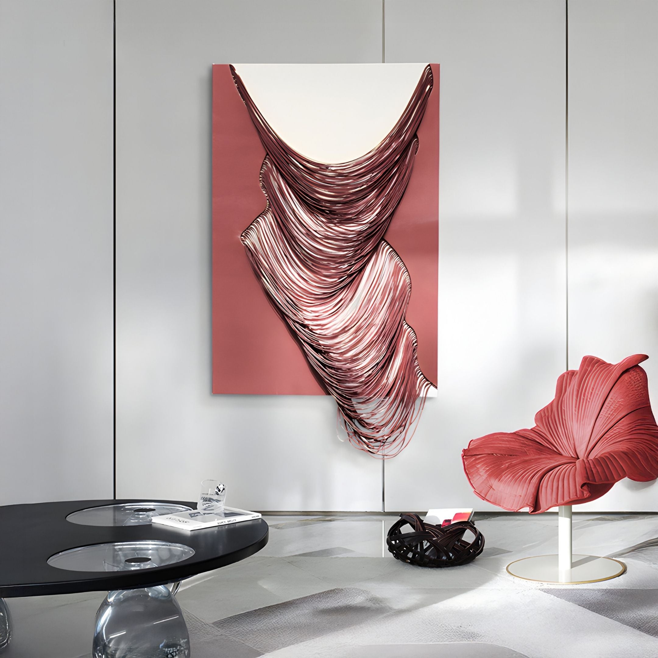 Arvinea Rose Flow Sculptural Leather 3D Wall Art